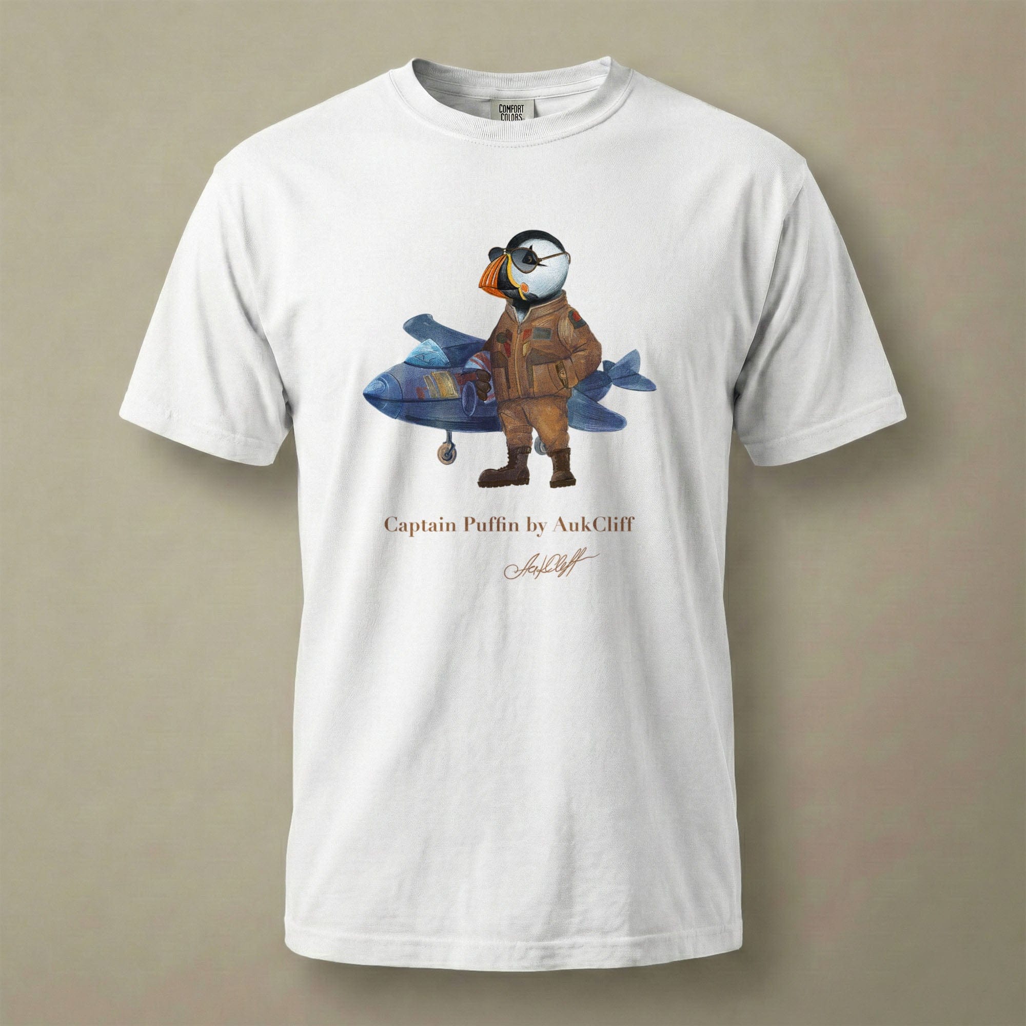AukCliff Captain Puffin T-shirt White / S Captain Puffin™ Jet Pilot Comfort Colors T-Shirt