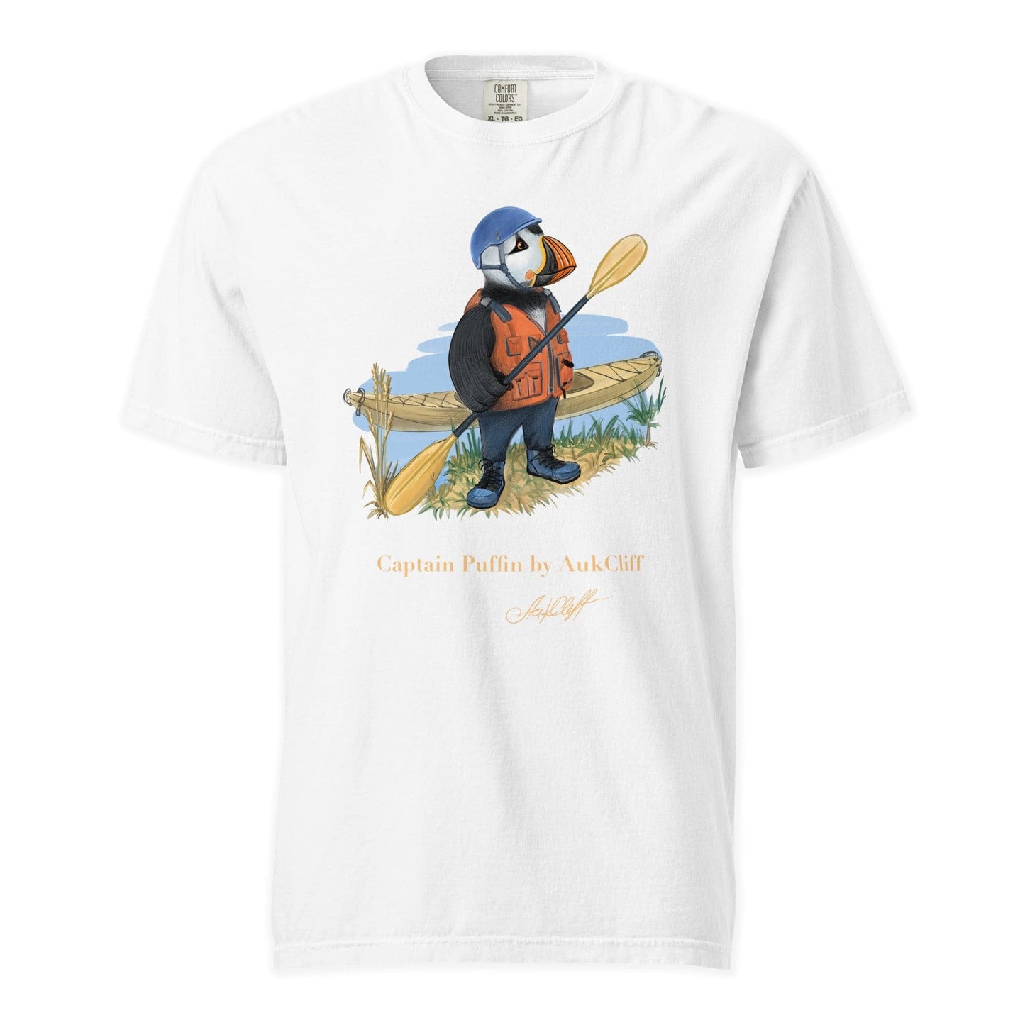 AukCliff Captain Puffin T-shirt White / S Captain Puffin™ Kayaker Comfort Colors T-Shirt