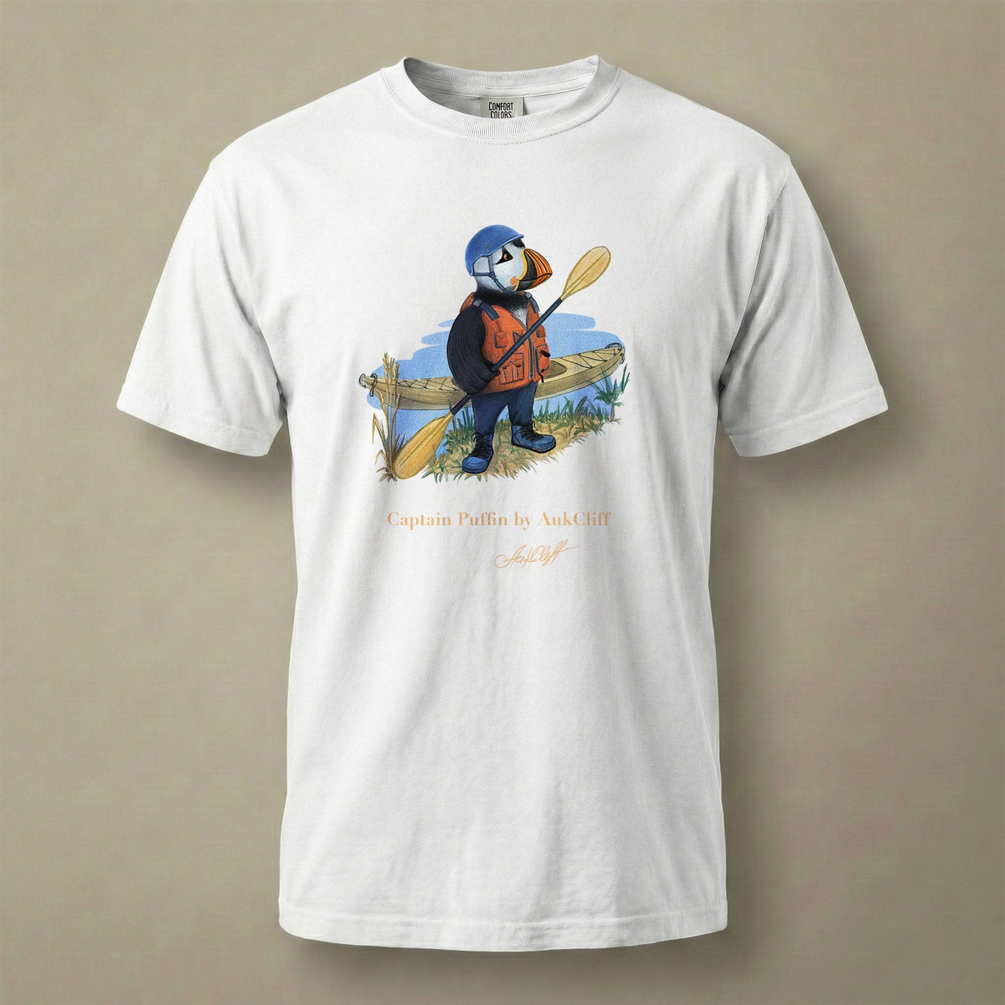 AukCliff Captain Puffin T-shirt White / S Captain Puffin™ Kayaker Comfort Colors T-Shirt
