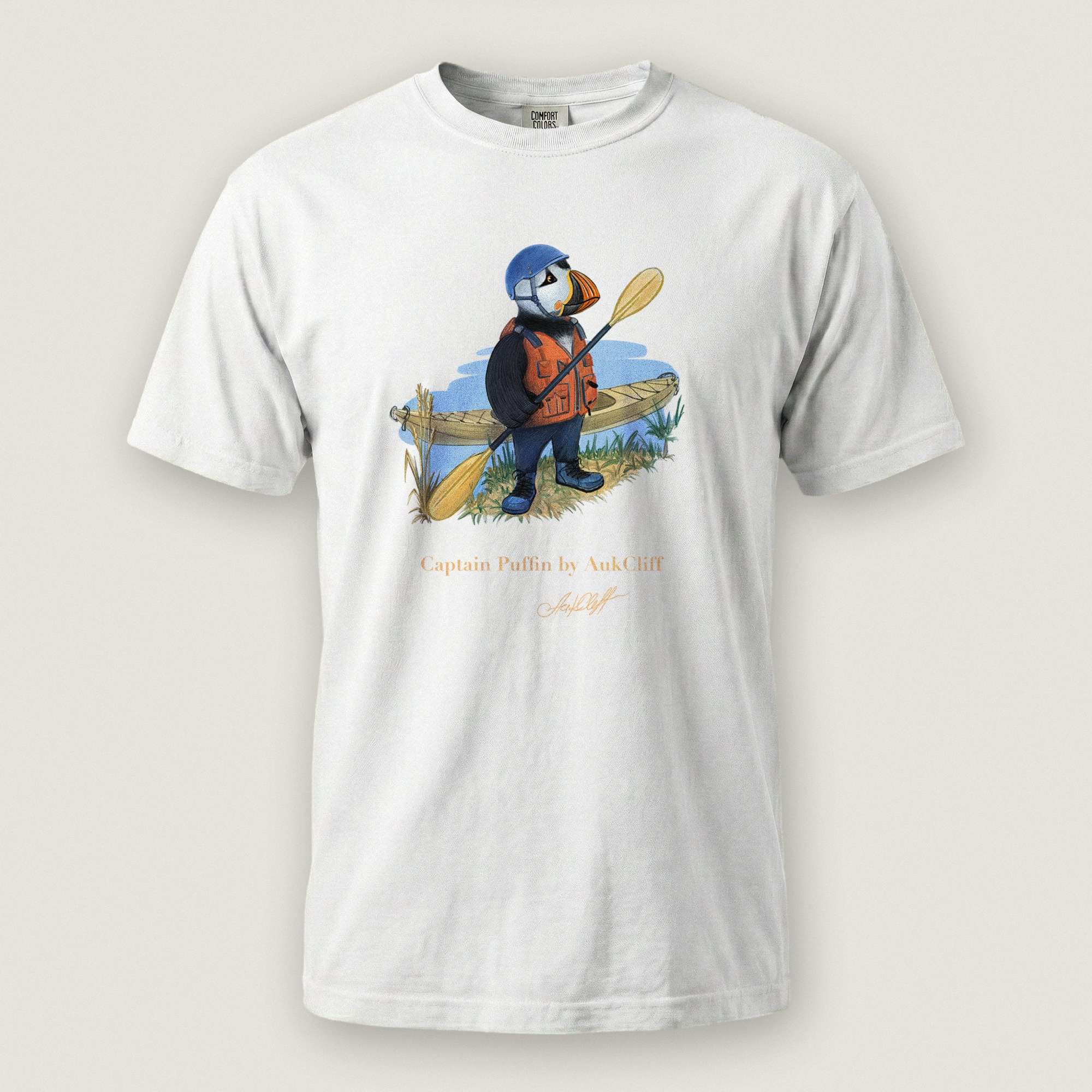 AukCliff Captain Puffin T-shirt White / S Captain Puffin™ Kayaker Comfort Colors T-Shirt