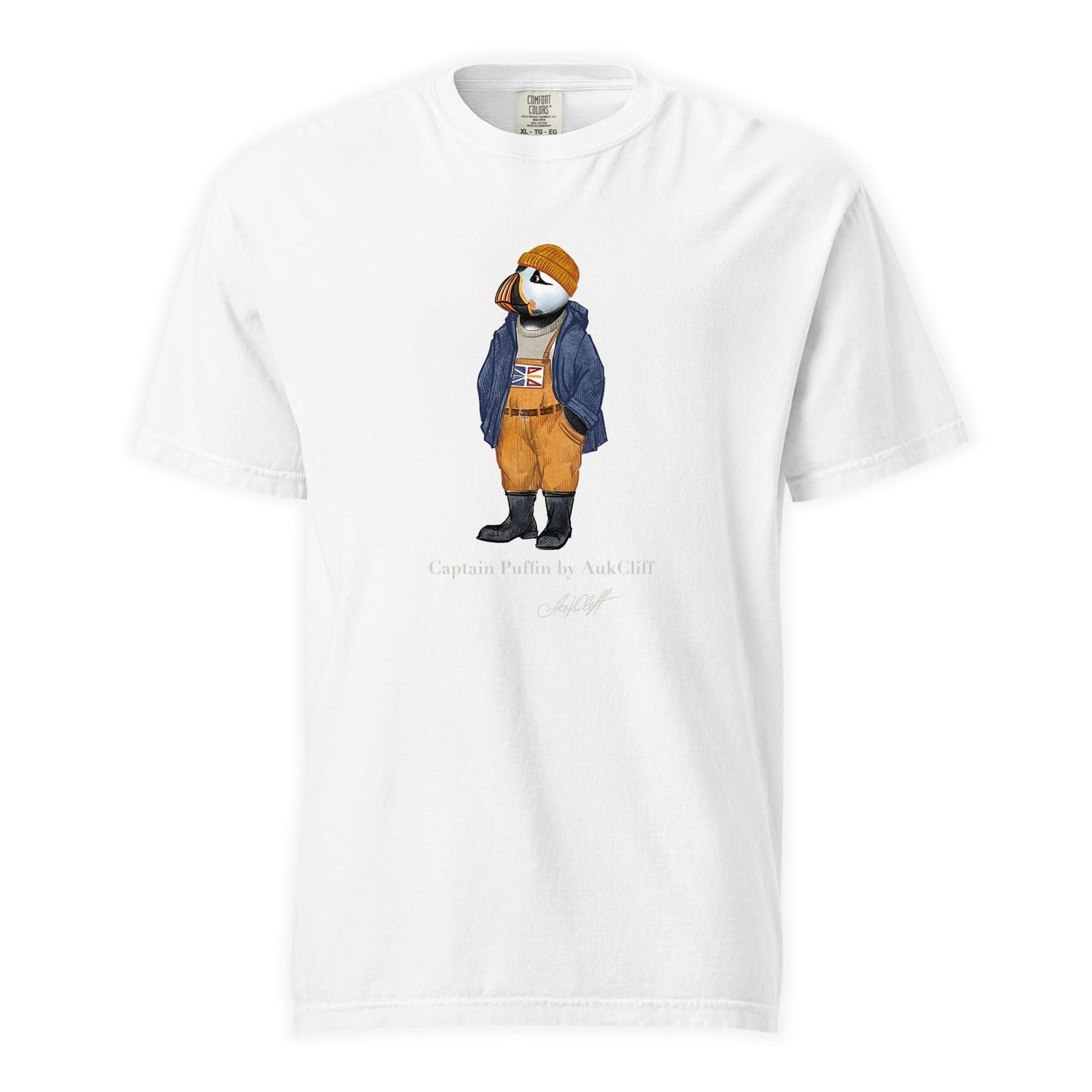 AukCliff® Captain Puffin T-shirt White / S Captain Puffin™ Newfoundland & Labrador Comfort Colors T-Shirt