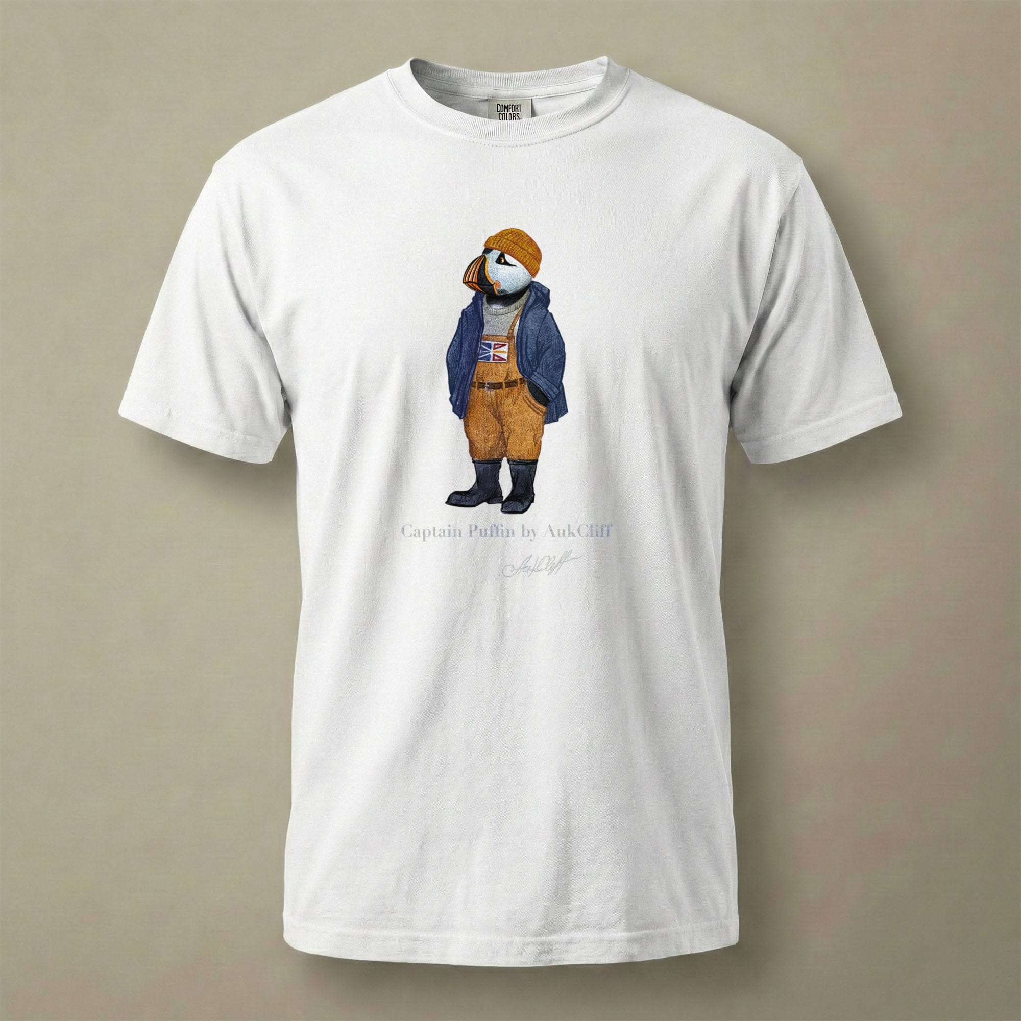 AukCliff® Captain Puffin T-shirt White / S Captain Puffin™ Newfoundland & Labrador Comfort Colors T-Shirt