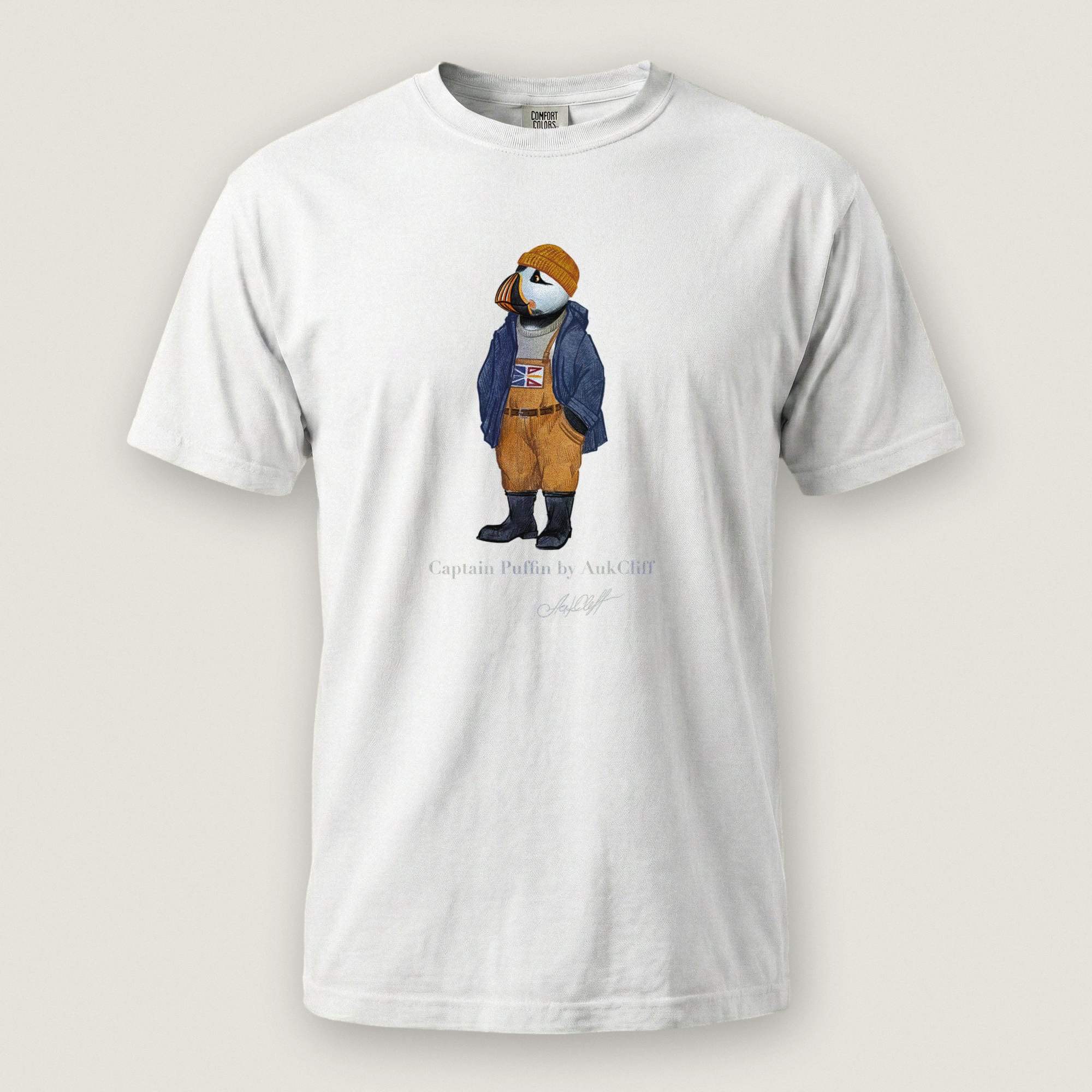 AukCliff® Captain Puffin T-shirt White / S Captain Puffin™ Newfoundland & Labrador Comfort Colors T-Shirt