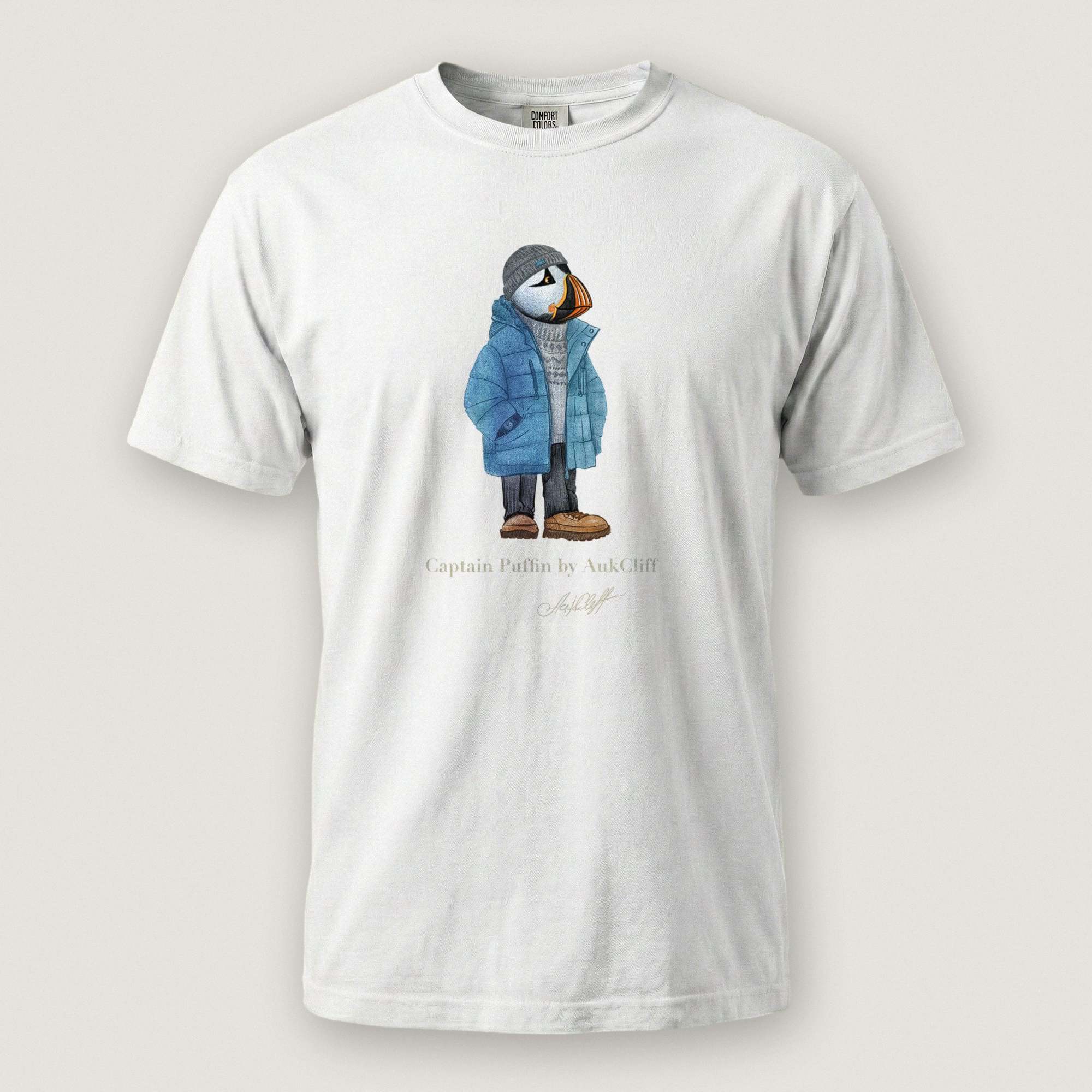 AukCliff® Captain Puffin T-shirt White / S Captain Puffin “Nordic Wayfarer” Comfort Colors T-Shirt