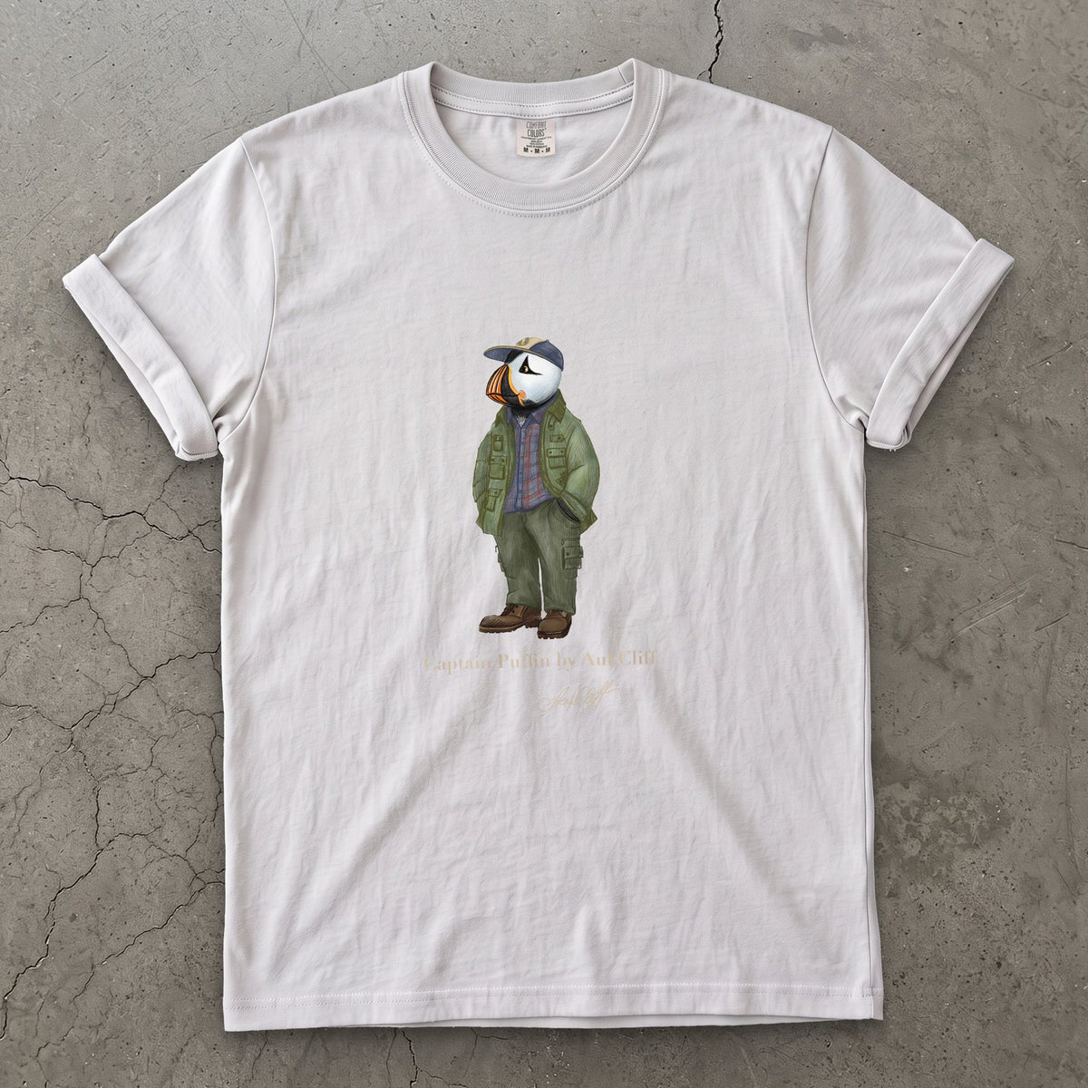 AukCliff® Captain Puffin T-shirt White / S Captain Puffin “Pacific Northwest Trailkeeper” Comfort Colors T-Shirt