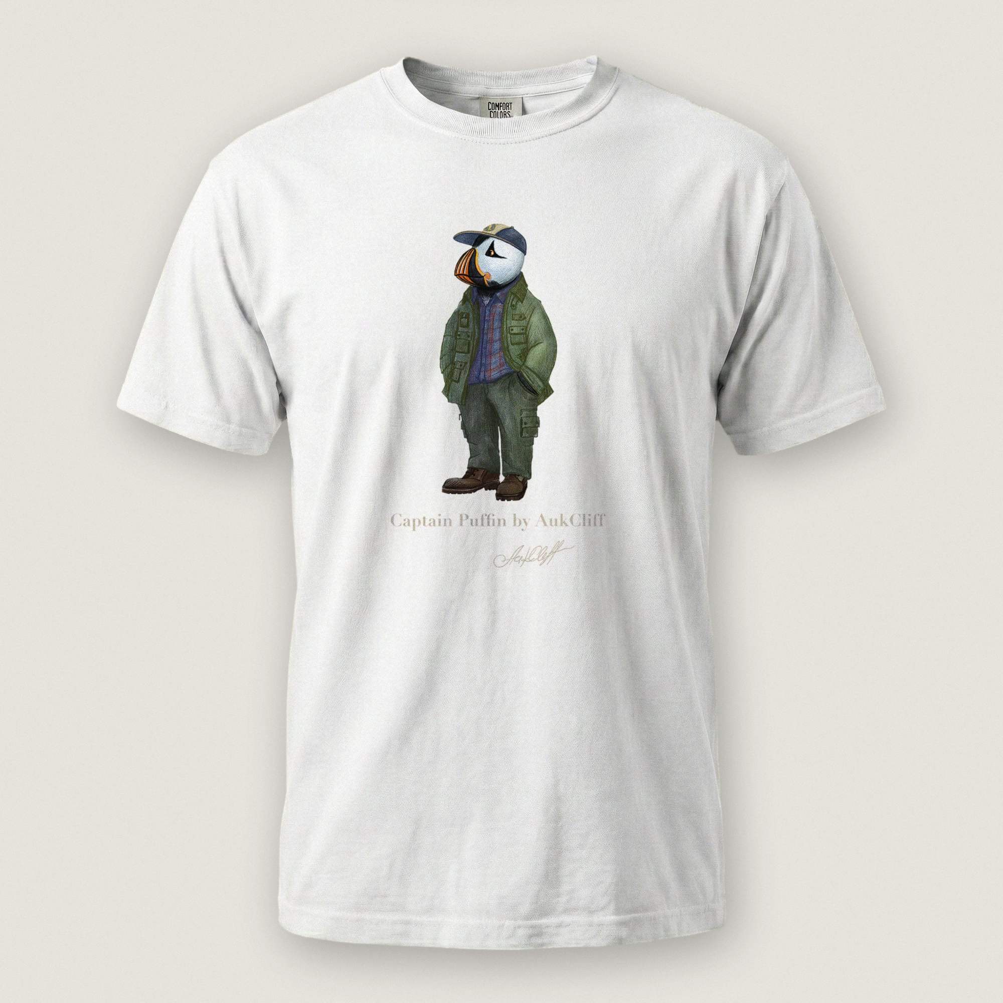 AukCliff® Captain Puffin T-shirt White / S Captain Puffin “Pacific Northwest Trailkeeper” Comfort Colors T-Shirt