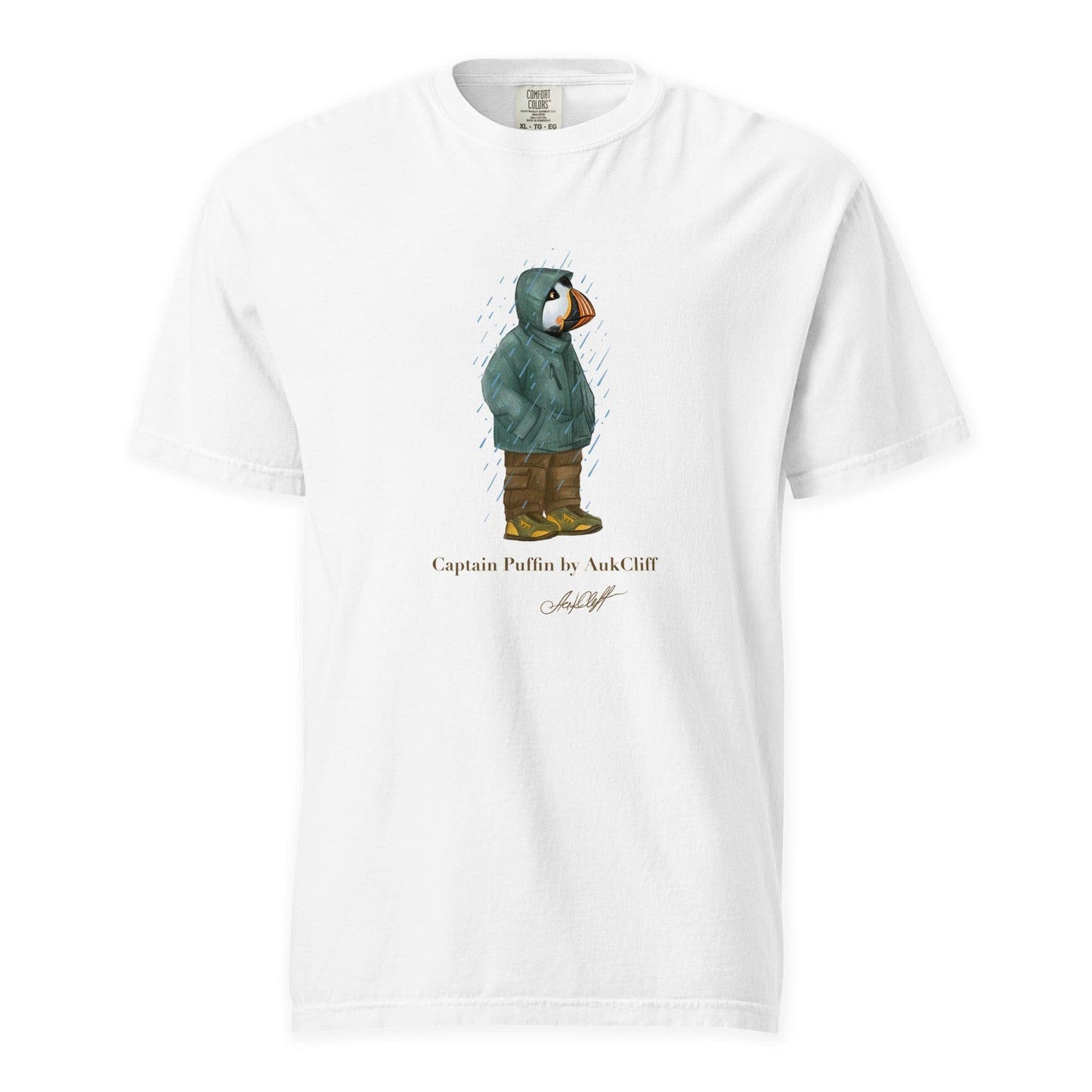 AukCliff Captain Puffin T-shirt White / S Captain Puffin™ “Rainy Day Rambler” Comfort Colors T-Shirt