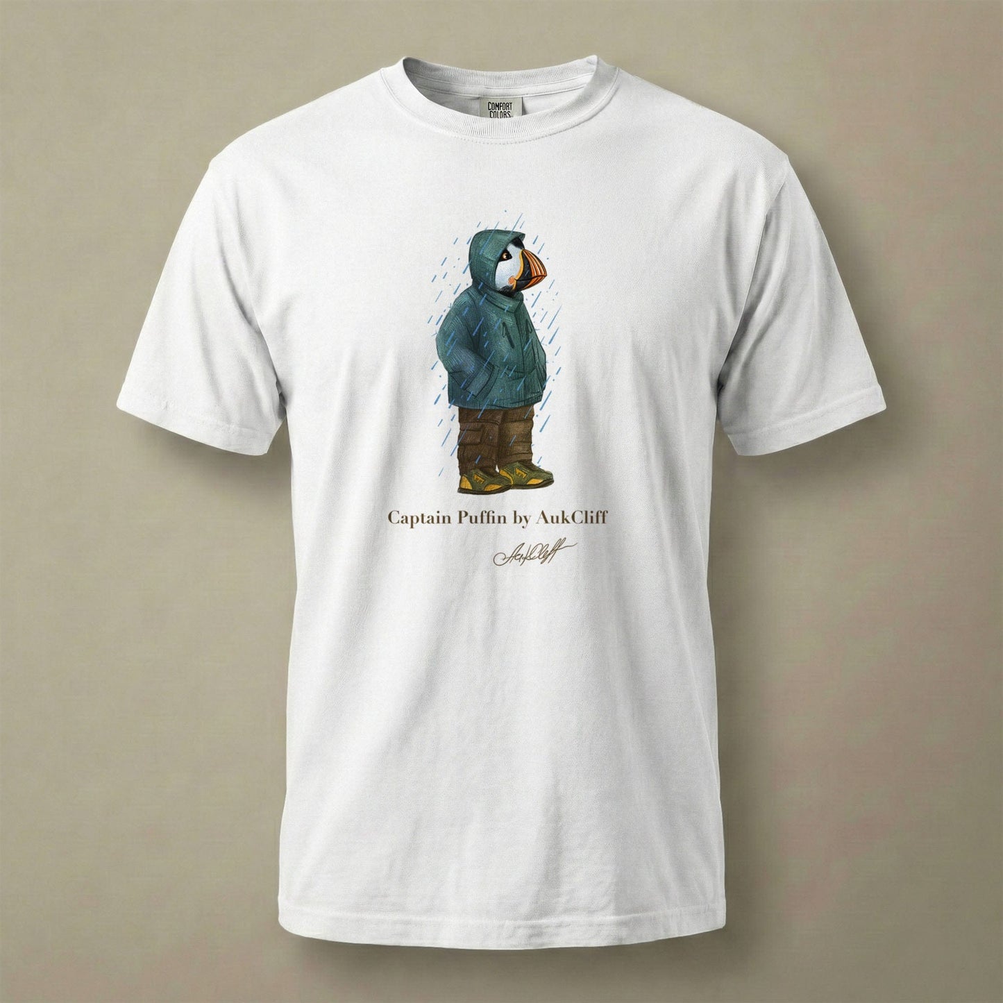 AukCliff Captain Puffin T-shirt White / S Captain Puffin™ “Rainy Day Rambler” Comfort Colors T-Shirt
