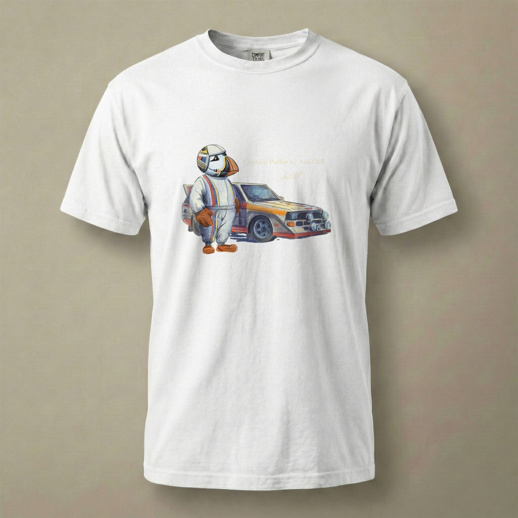 AukCliff Captain Puffin T-shirt White / S Captain Puffin™ Rally Driver T-Shirt