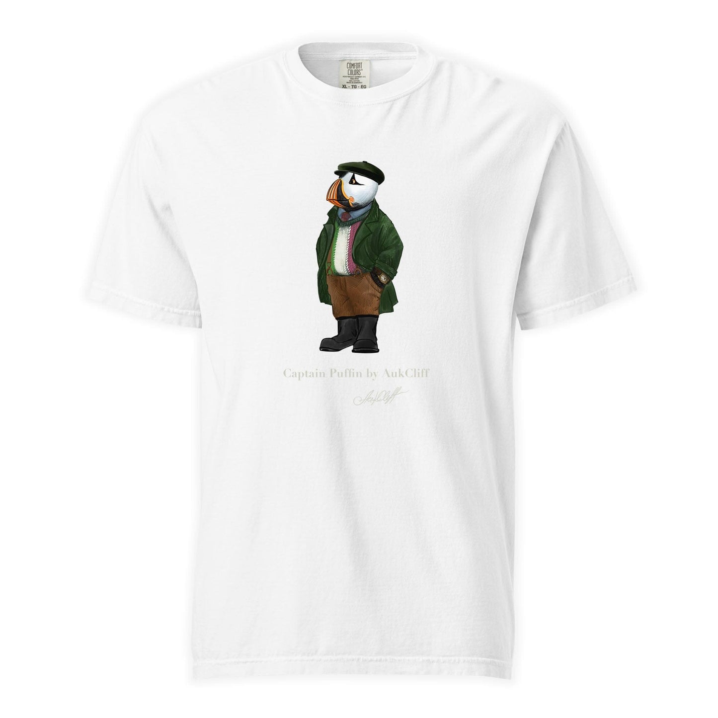 AukCliff® Captain Puffin T-shirt White / S Captain Puffin™ Republic of Newfoundland Comfort Colors T-Shirt