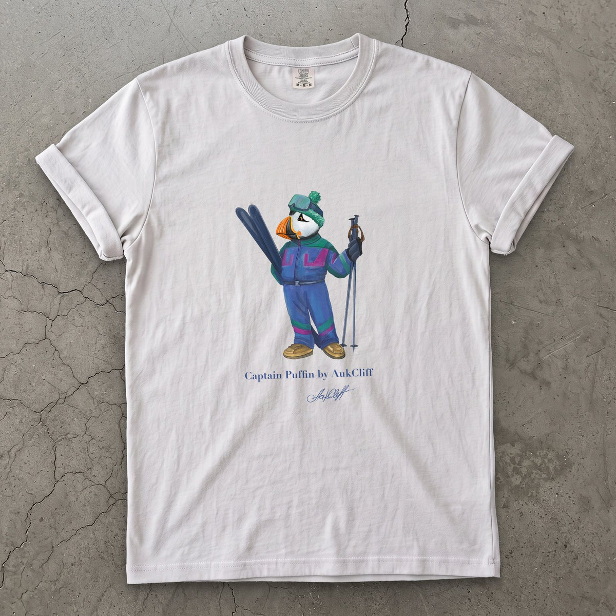 AukCliff Captain Puffin T-shirt White / S Captain Puffin™ Retro Ski Comfort Colors T-Shirt