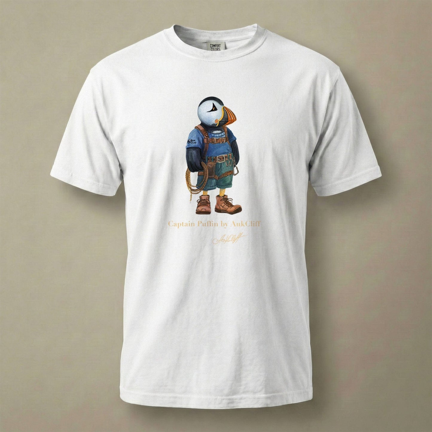 AukCliff Captain Puffin T-shirt White / S Captain Puffin™ Rock Climber Comfort Colors T-Shirt