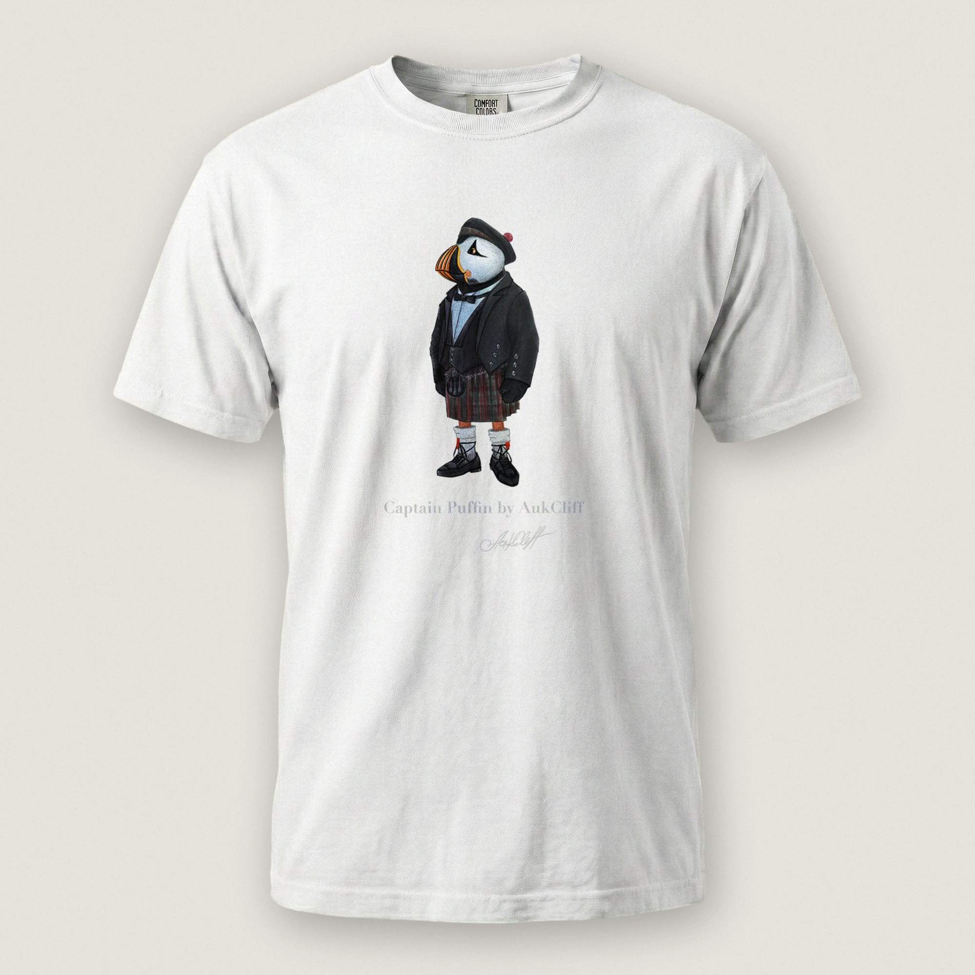 AukCliff® Captain Puffin T-shirt White / S Captain Puffin™ Scottish Heritage Comfort Colors T-Shirt