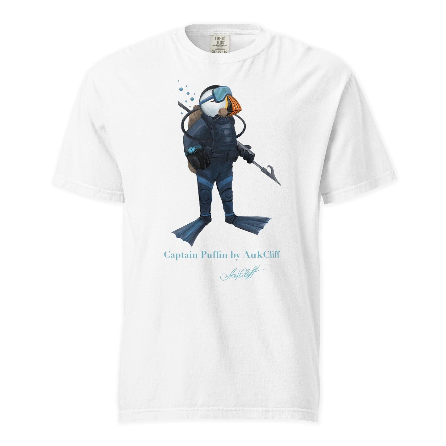 AukCliff Captain Puffin T-shirt White / S Captain Puffin™ Scuba Diver Comfort Colors T-Shirt