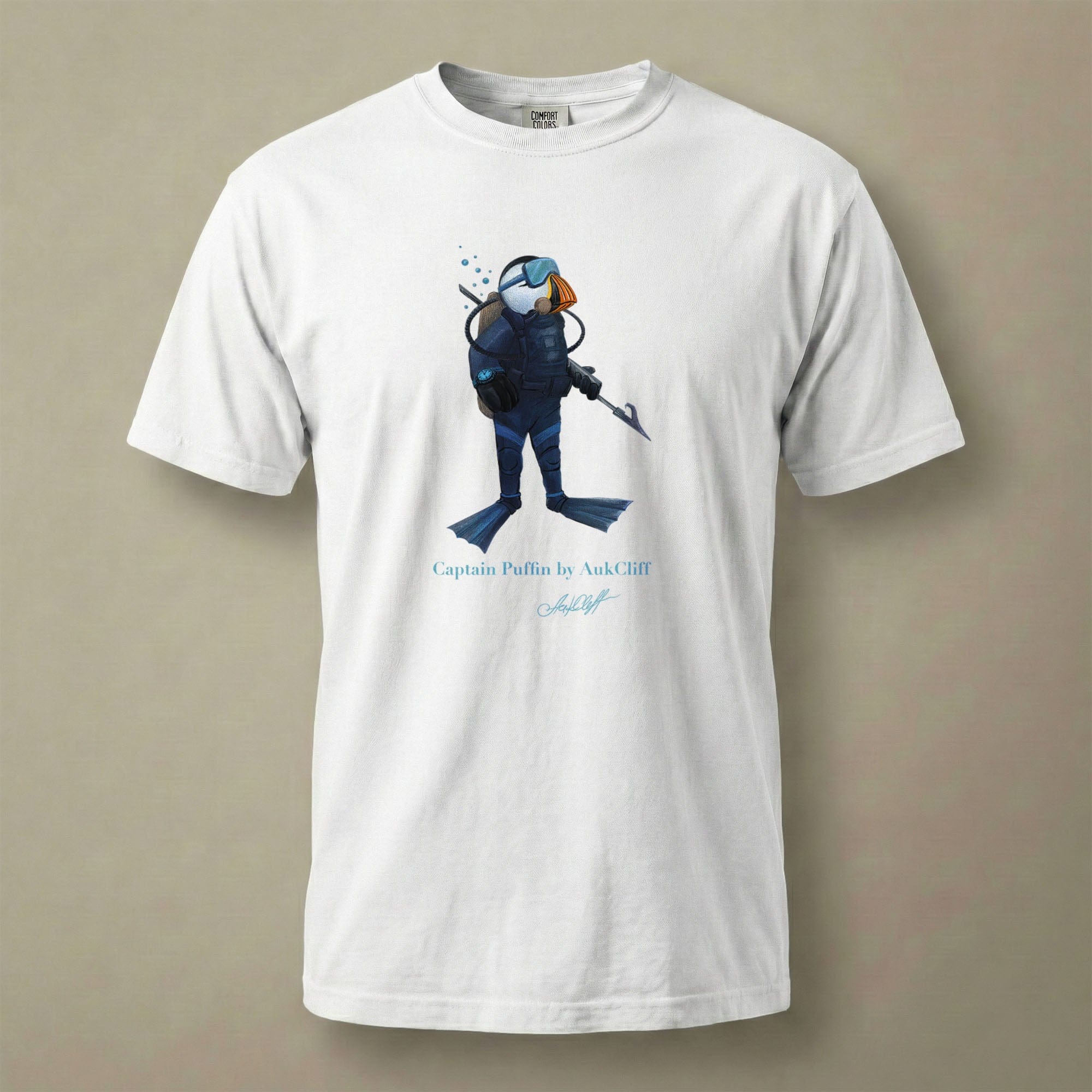 AukCliff Captain Puffin T-shirt White / S Captain Puffin™ Scuba Diver Comfort Colors T-Shirt
