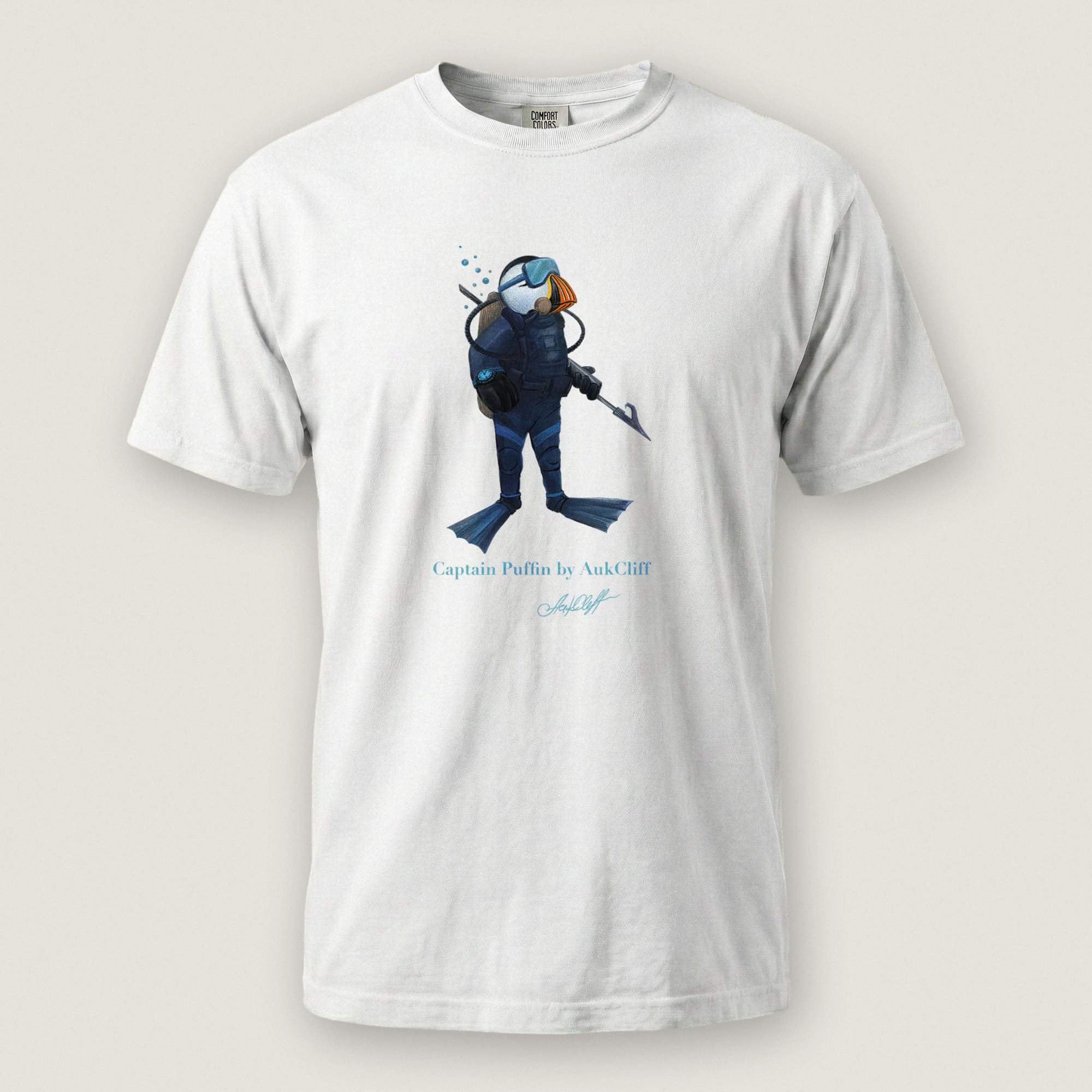 AukCliff Captain Puffin T-shirt White / S Captain Puffin™ Scuba Diver Comfort Colors T-Shirt