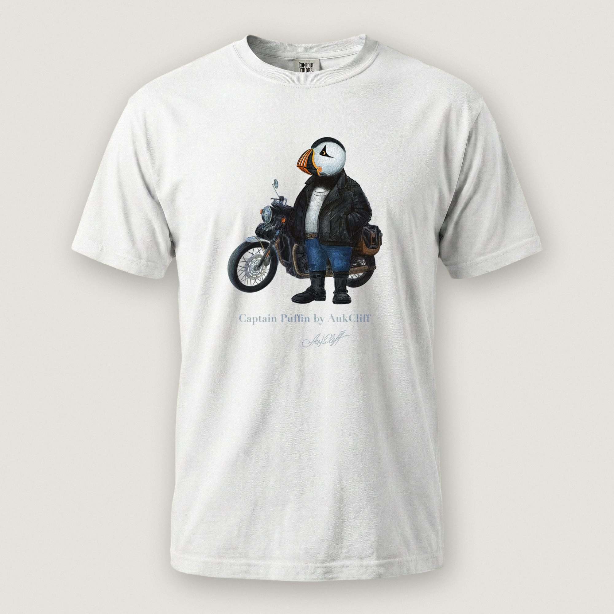 AukCliff Captain Puffin T-shirt White / S Captain Puffin™ “The Café Racer” Comfort Colors T-Shirt