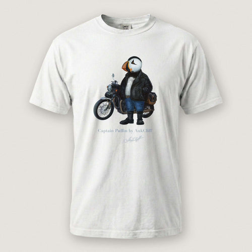 AukCliff Captain Puffin T-shirt White / S Captain Puffin™ “The Café Racer” Comfort Colors T-Shirt
