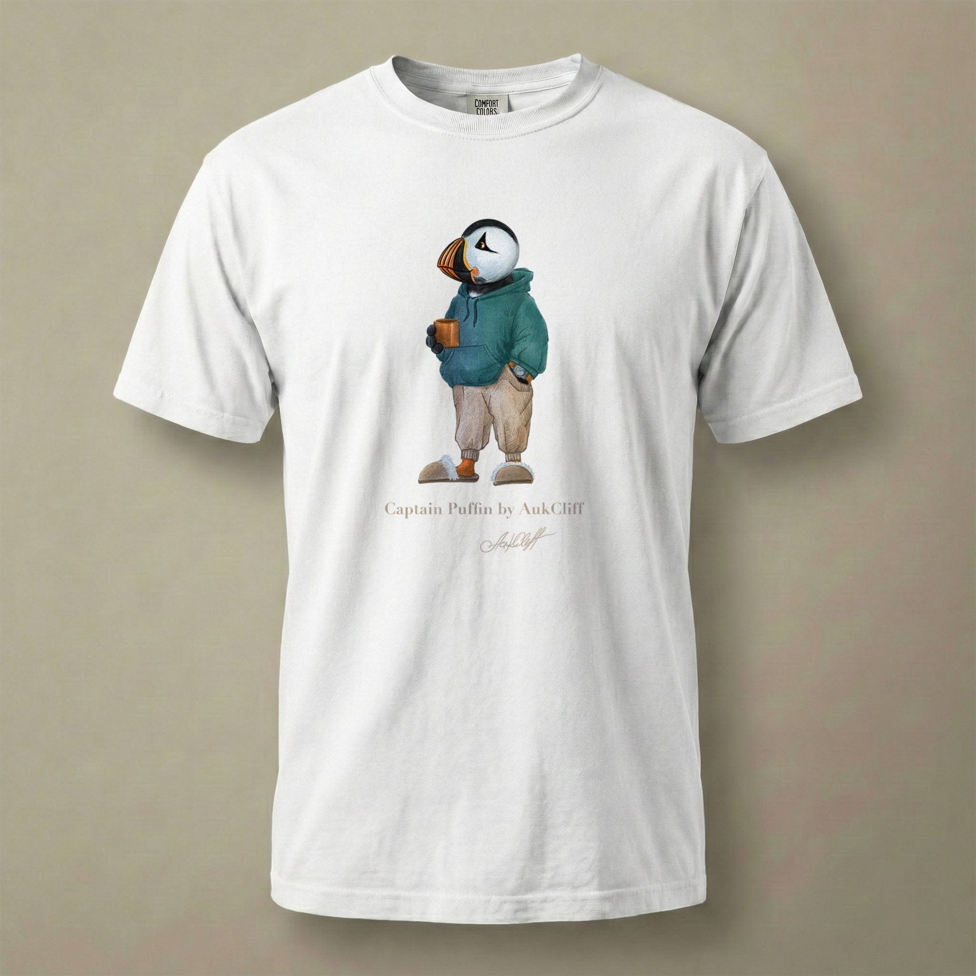AukCliff® Captain Puffin T-shirt White / S Captain Puffin™ “Trail Après” Comfort Colors T-Shirt
