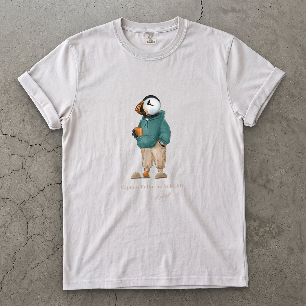 AukCliff® Captain Puffin T-shirt White / S Captain Puffin™ “Trail Après” Comfort Colors T-Shirt