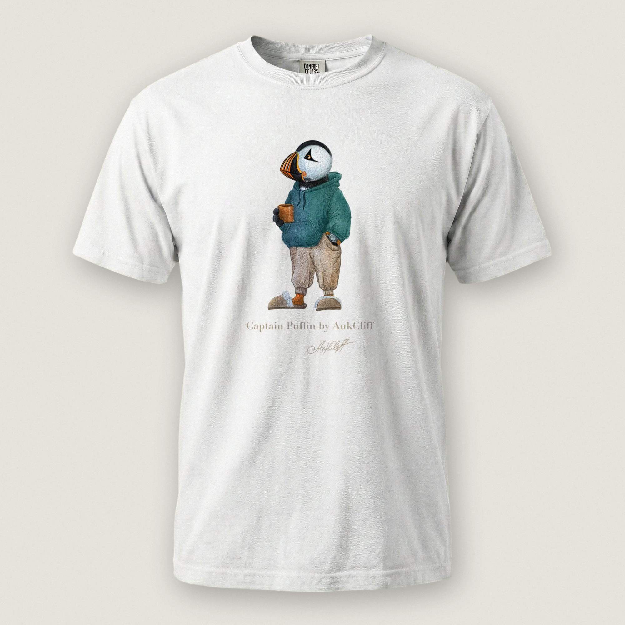 AukCliff® Captain Puffin T-shirt White / S Captain Puffin™ “Trail Après” Comfort Colors T-Shirt