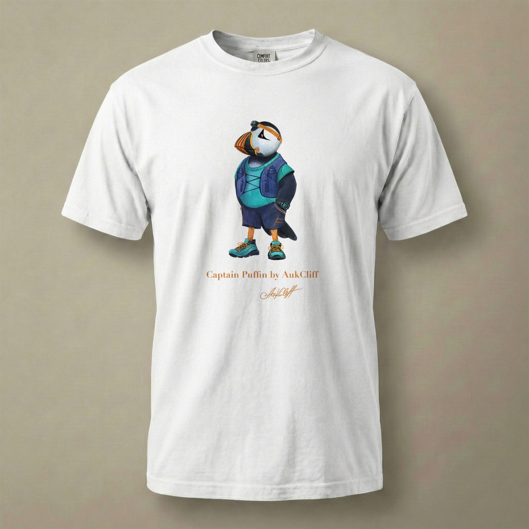 AukCliff Captain Puffin T-shirt White / S Captain Puffin™ Trail Runner Comfort Colors T-Shirt