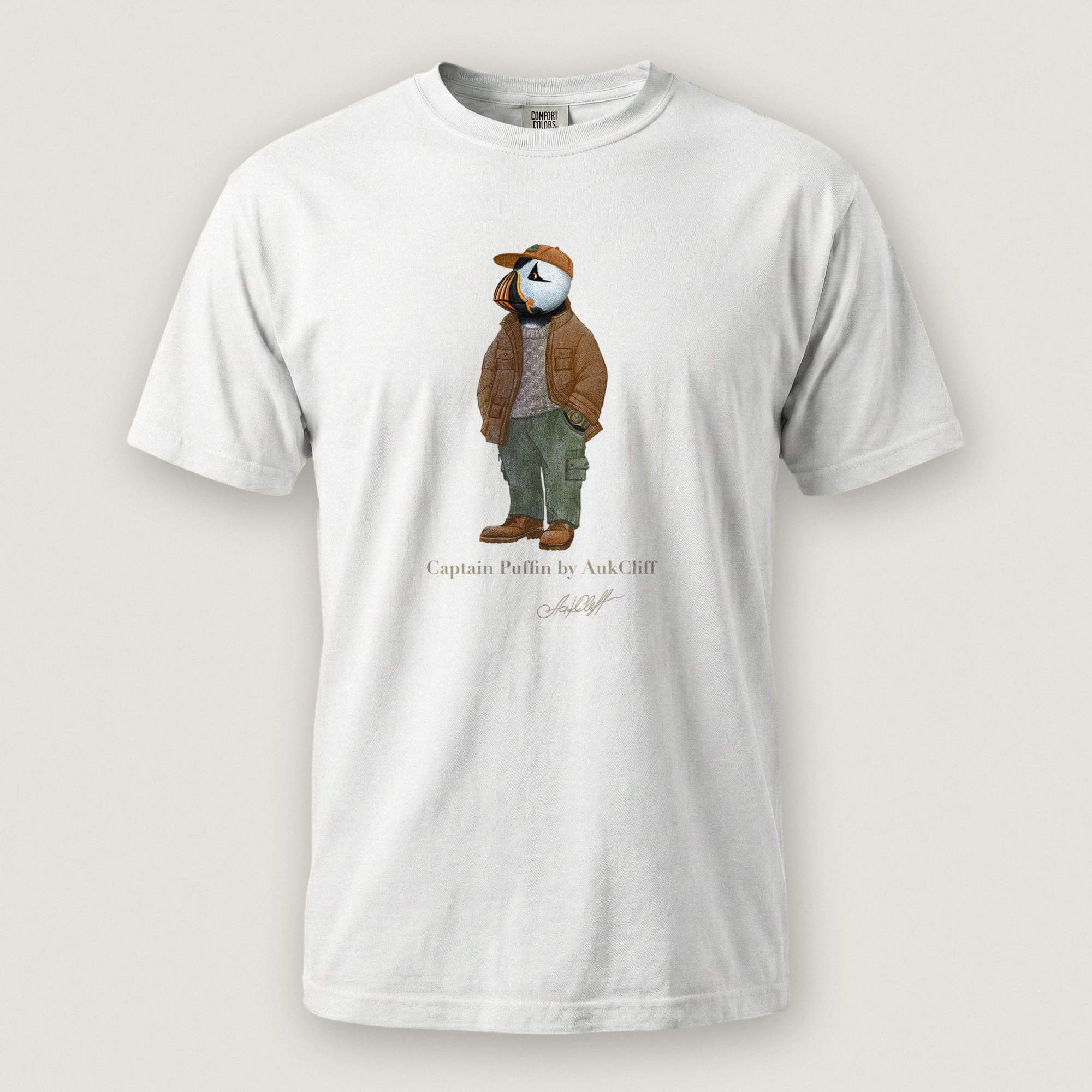 AukCliff® Captain Puffin T-shirt White / S Captain Puffin “UK Rambler” Comfort Colors T-Shirt