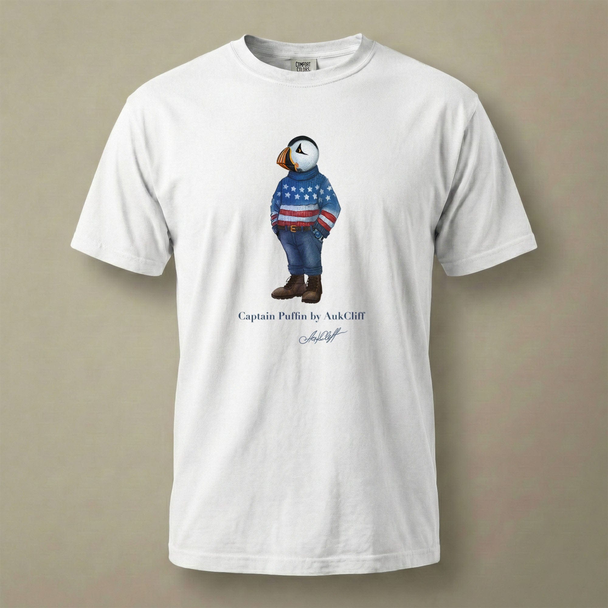 AukCliff Captain Puffin T-shirt White / S Captain Puffin™ “USA Outfitter” Comfort Colors T-Shirt