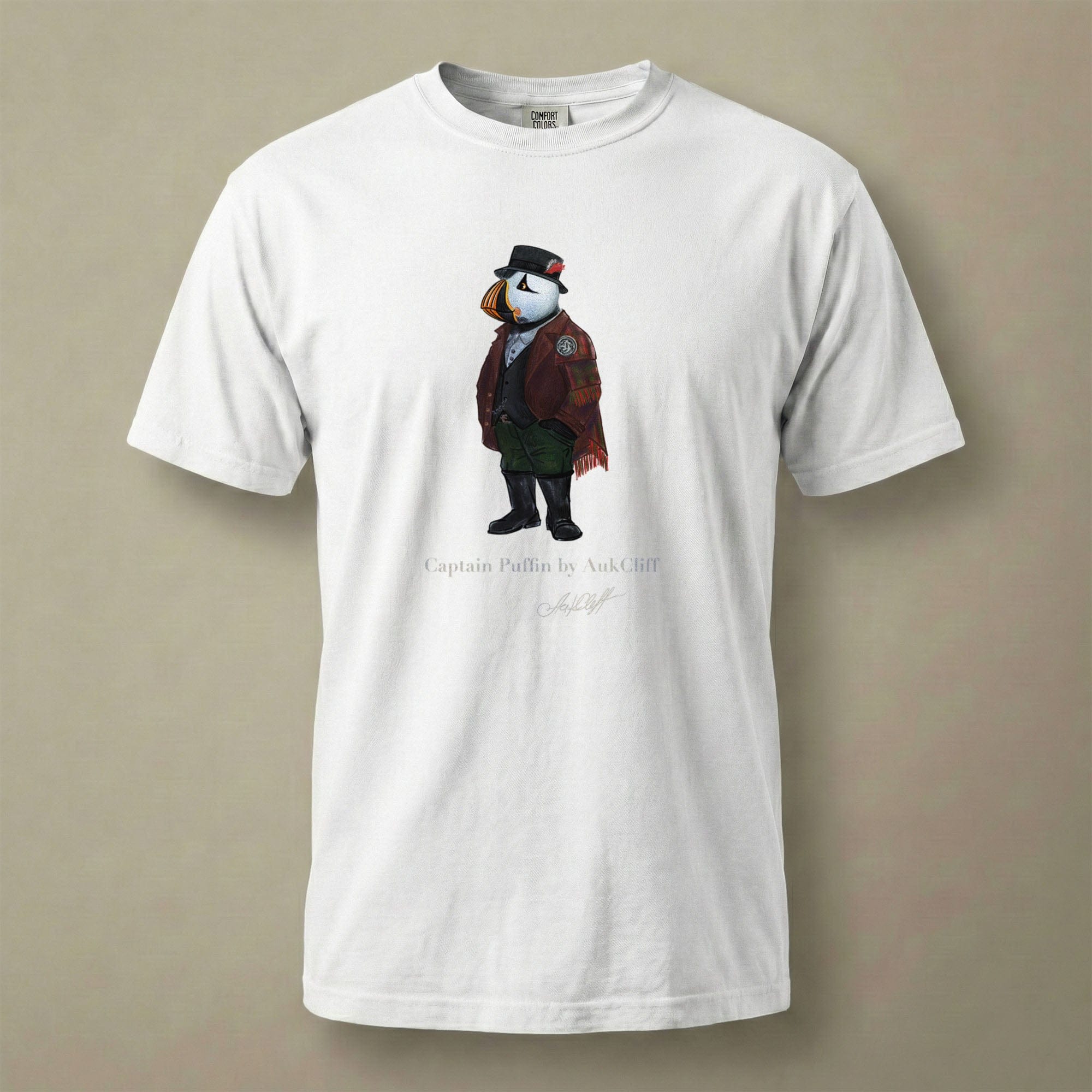 AukCliff® Captain Puffin T-shirt White / S Captain Puffin™ Welsh Heritage Comfort Colors T-Shirt