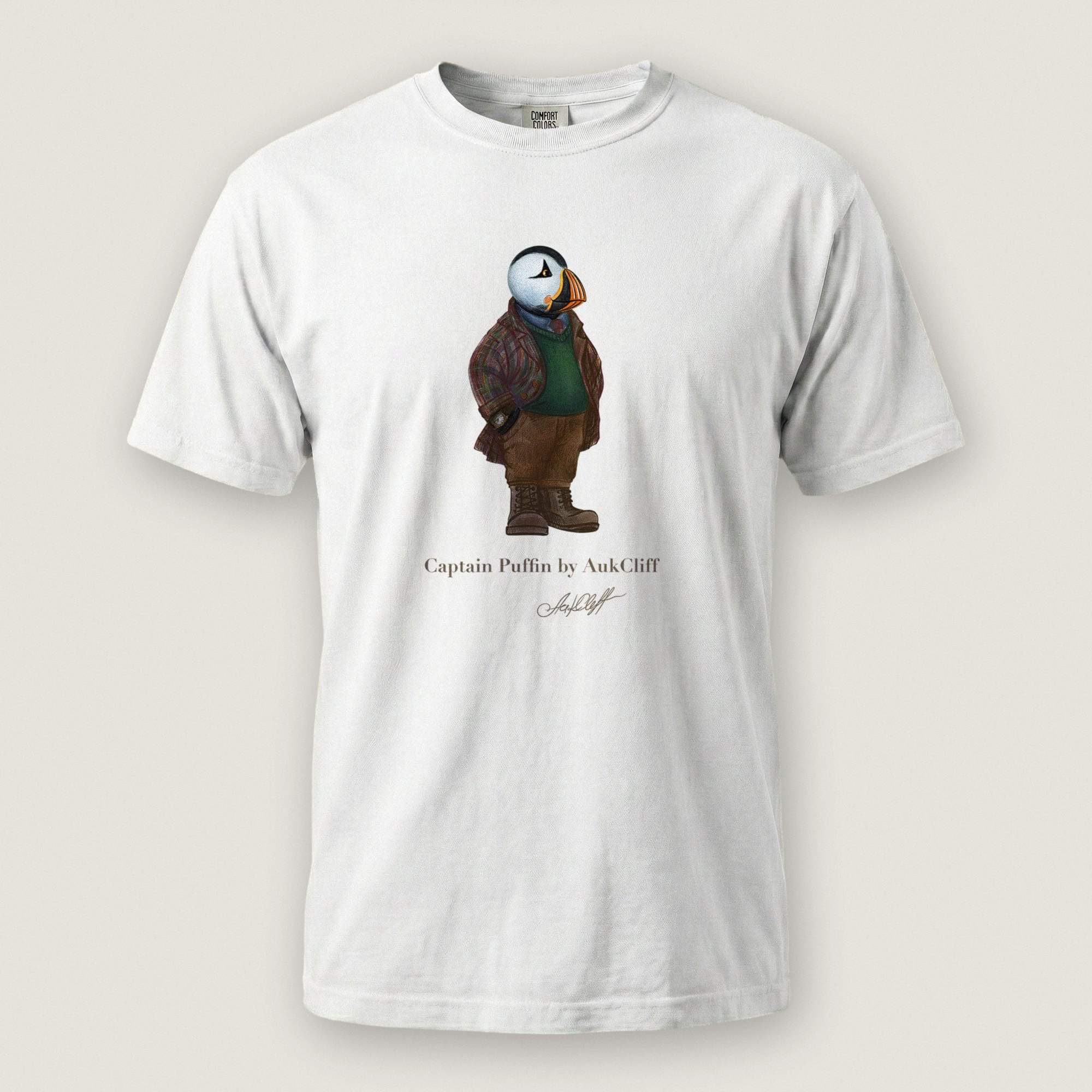 AukCliff® Captain Puffin T-shirt White / S Captain Puffin™ “Wilderness Gentleman” Comfort Colors T-Shirt