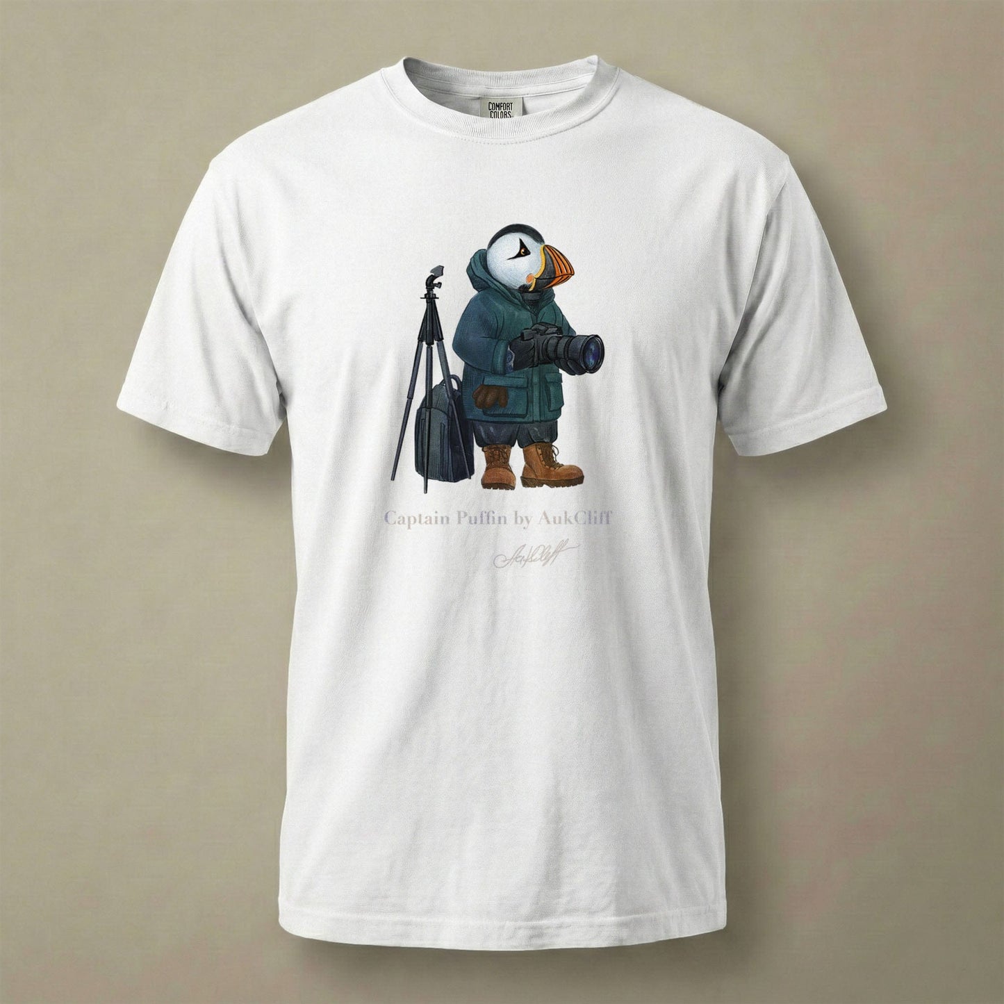 AukCliff Captain Puffin T-shirt White / S Captain Puffin™ Wildlife Photographer Comfort Colors T-Shirt