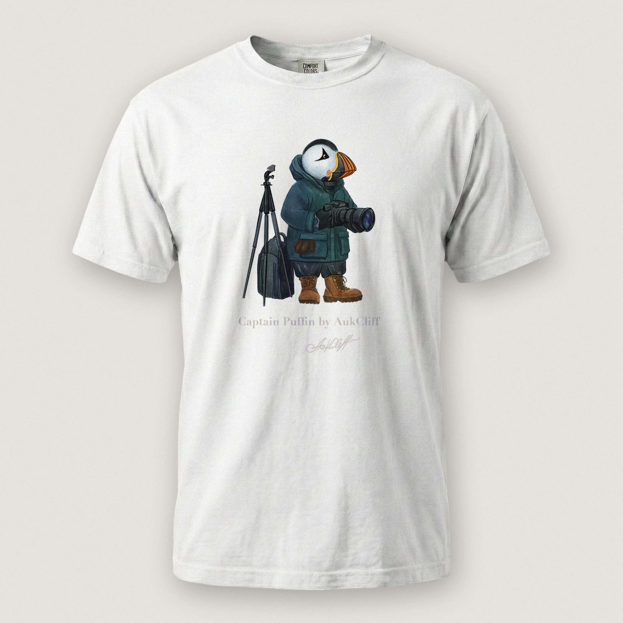 AukCliff Captain Puffin T-shirt White / S Captain Puffin™ Wildlife Photographer Comfort Colors T-Shirt