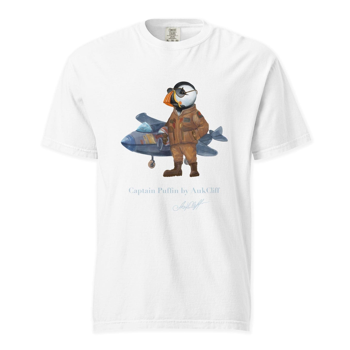 AukCliff Captain Puffin T-shirt White / S Comfort Colors™ Captain Puffin Jet Pilot T-Shirt