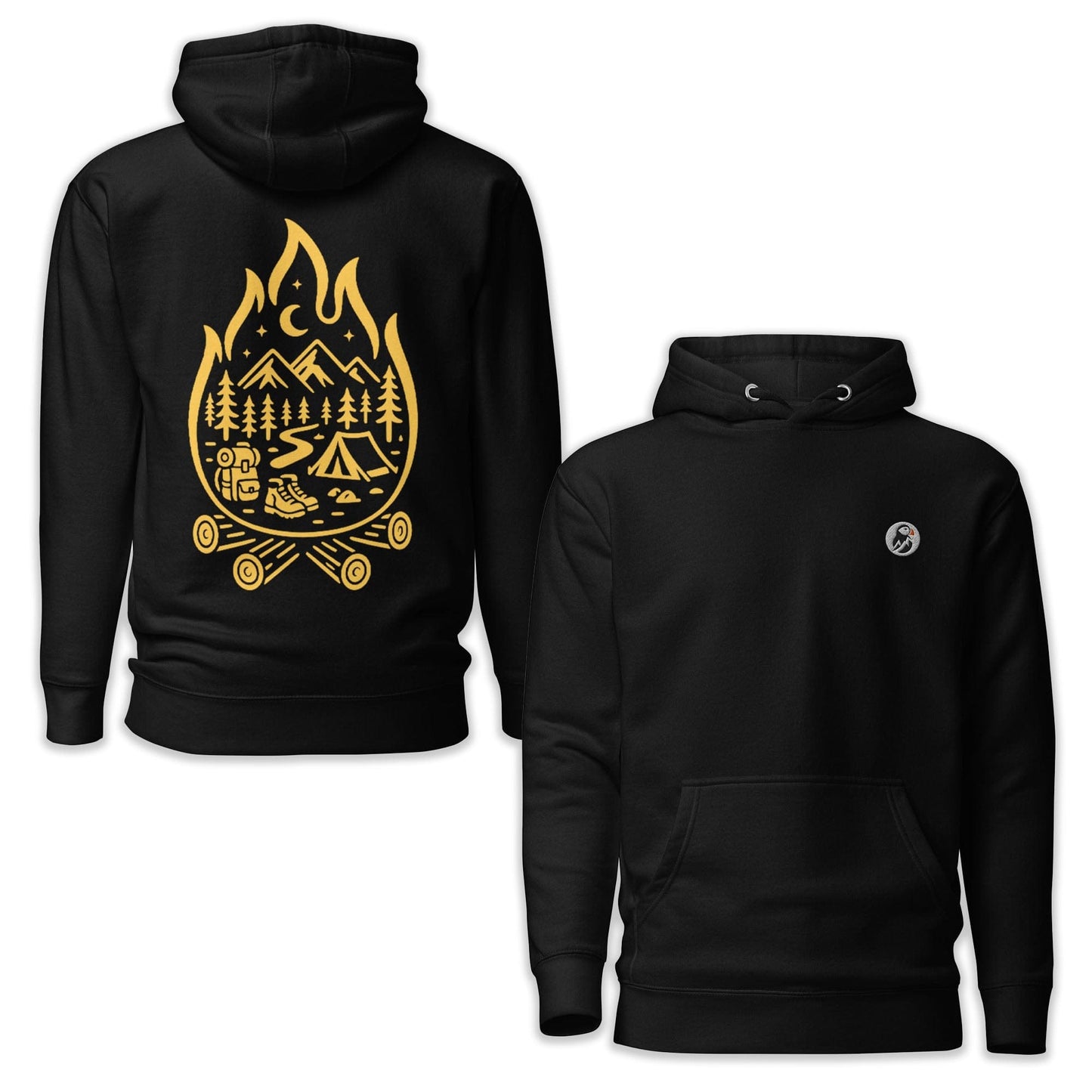 AukCliff Cotton Heritage Hoodie Black / S Campfire Spirit Adventure Camp Scene Hoodie