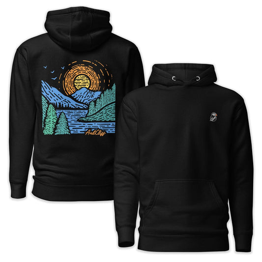 AukCliff Cotton Heritage Hoodie Black / S Sunrise Vista Back Print Hoodie