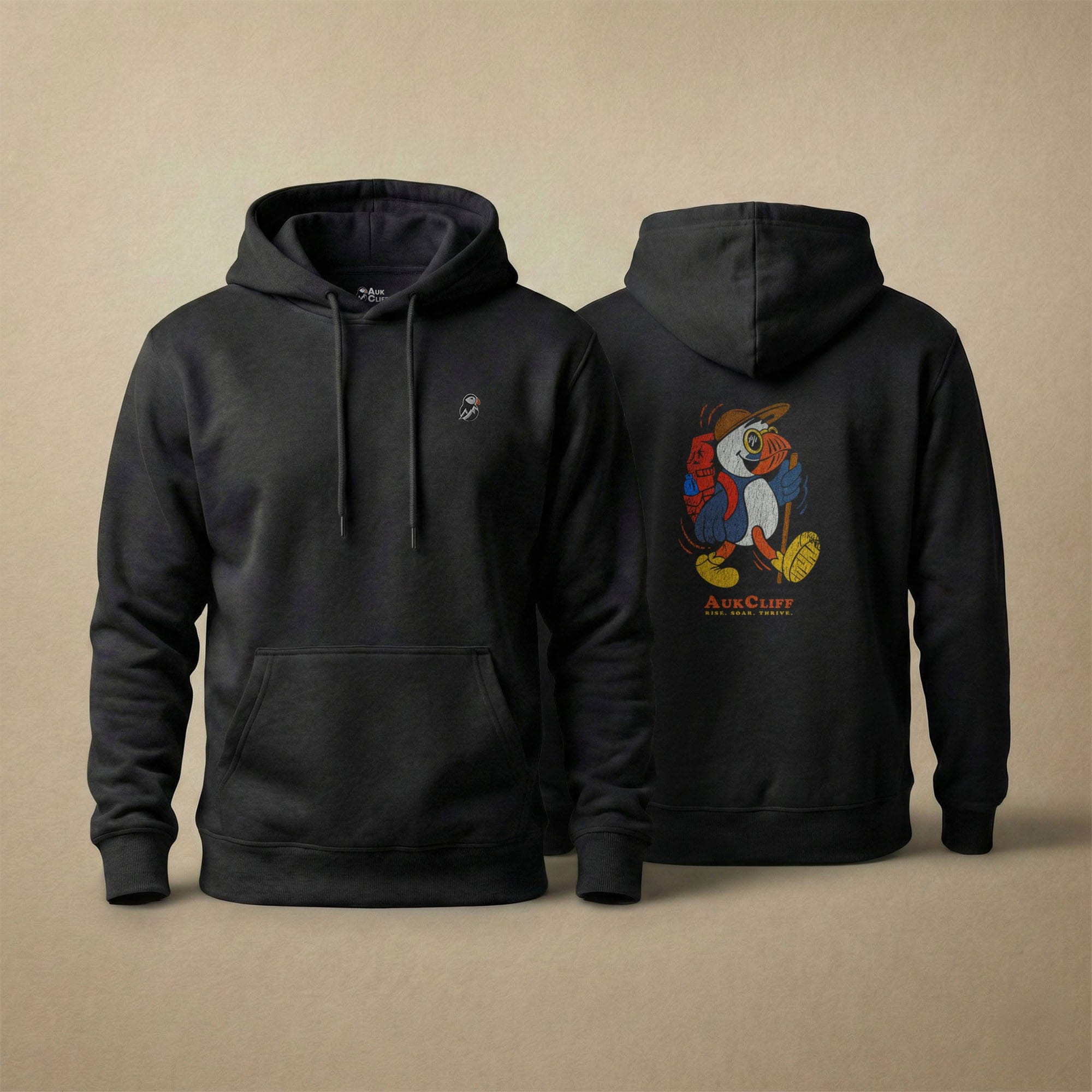 AukCliff Cotton Heritage Hoodie Black / S Trailblazer Puffin Back Print Hoodie