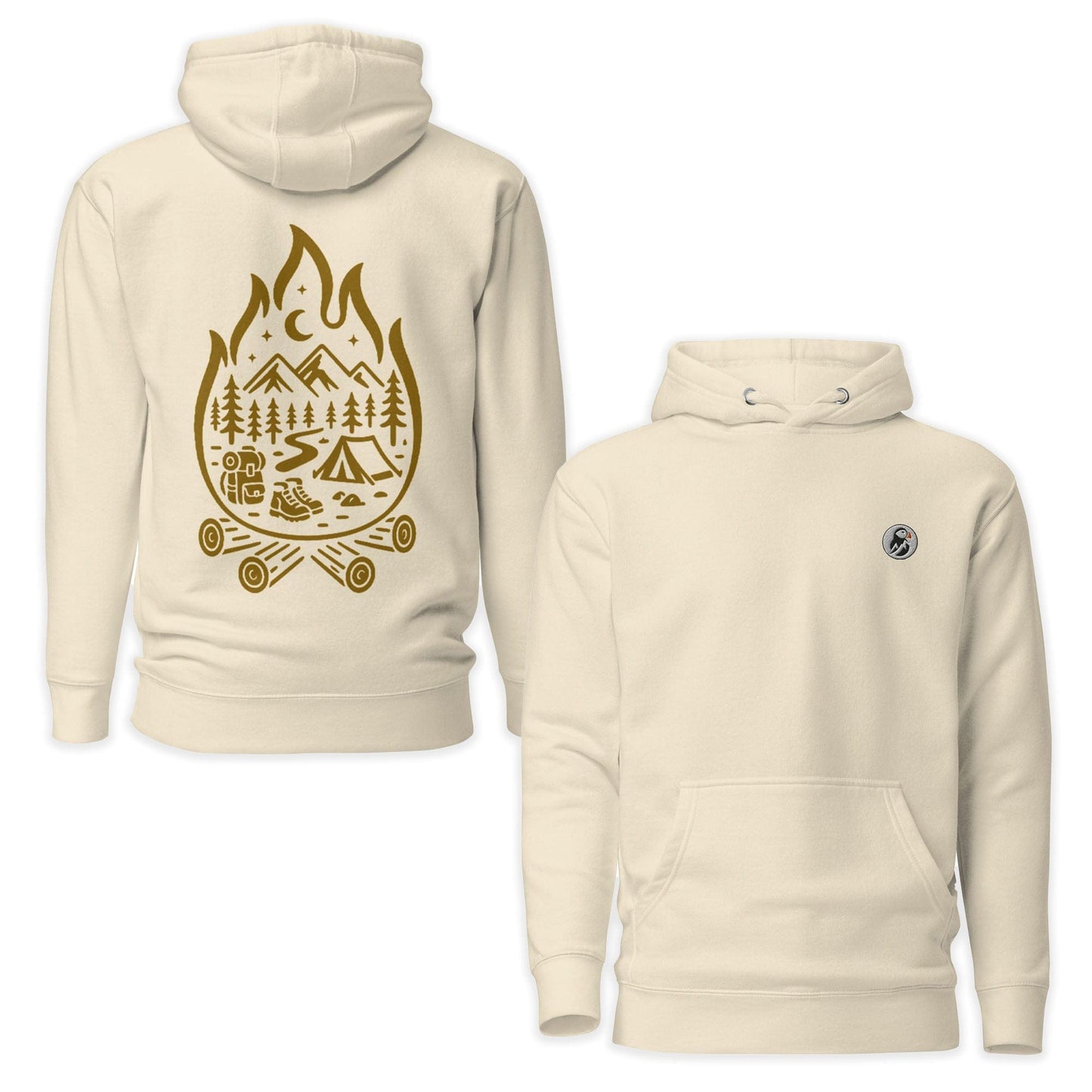 AukCliff Cotton Heritage Hoodie Bone / S Campfire Spirit Adventure Camp Scene Hoodie