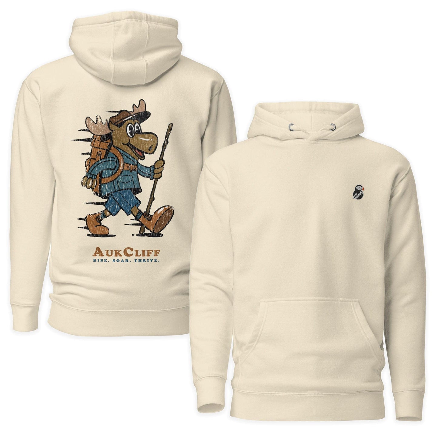 AukCliff Cotton Heritage Hoodie Bone / S Trailblazer Moose Back Print Hoodie
