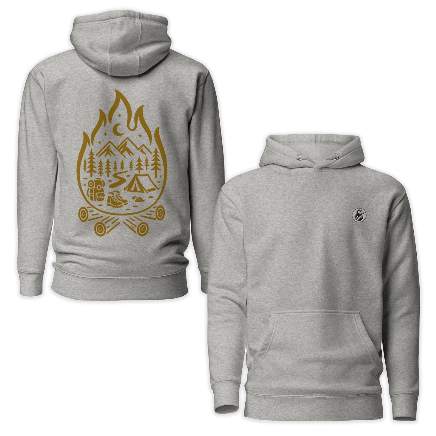 AukCliff Cotton Heritage Hoodie Carbon Grey / S Campfire Spirit Adventure Camp Scene Hoodie