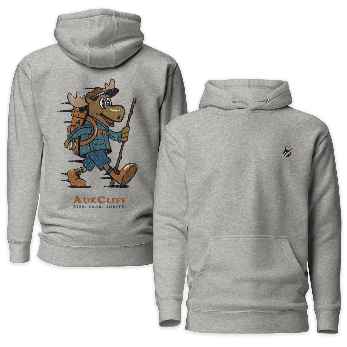 AukCliff Cotton Heritage Hoodie Carbon Grey / S Trailblazer Moose Back Print Hoodie
