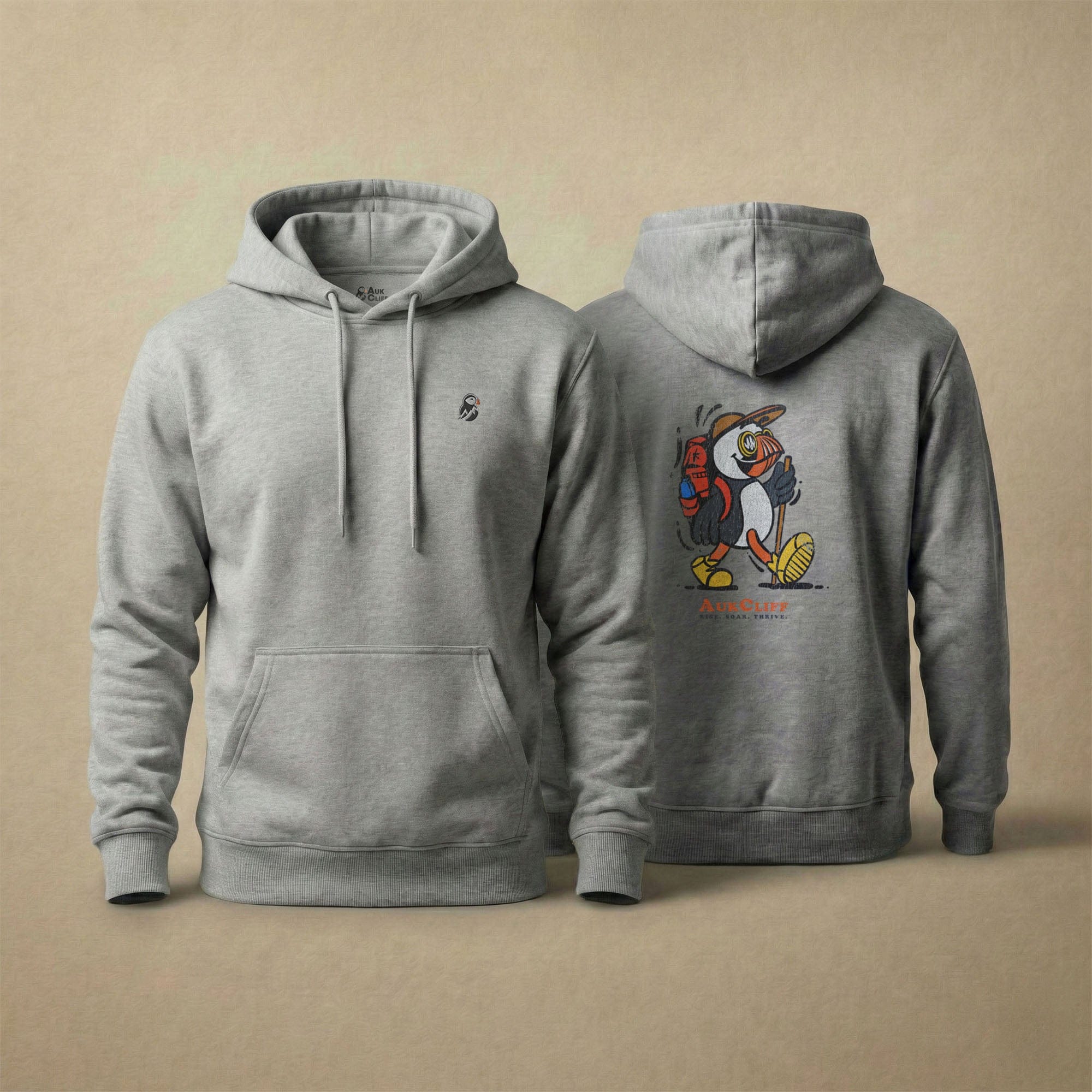AukCliff Cotton Heritage Hoodie Carbon Grey / S Trailblazer Puffin Back Print Hoodie