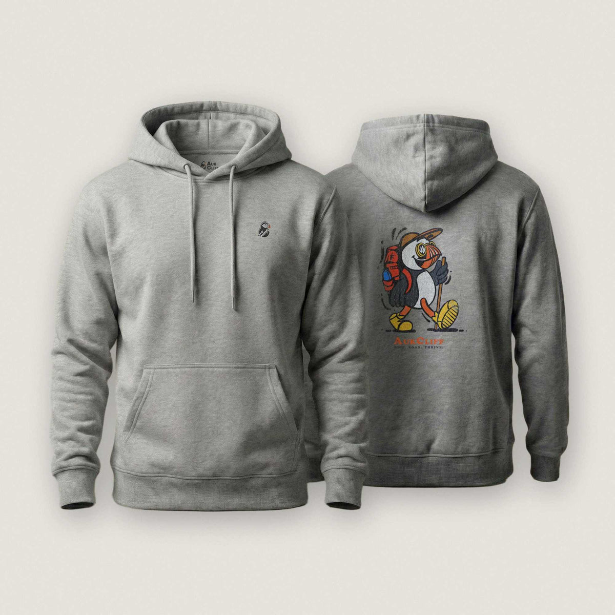 AukCliff Cotton Heritage Hoodie Carbon Grey / S Trailblazer Puffin Back Print Hoodie