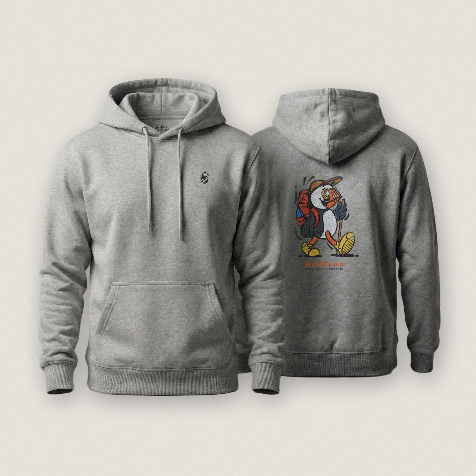 AukCliff Cotton Heritage Hoodie Carbon Grey / S Trailblazer Puffin Back Print Hoodie