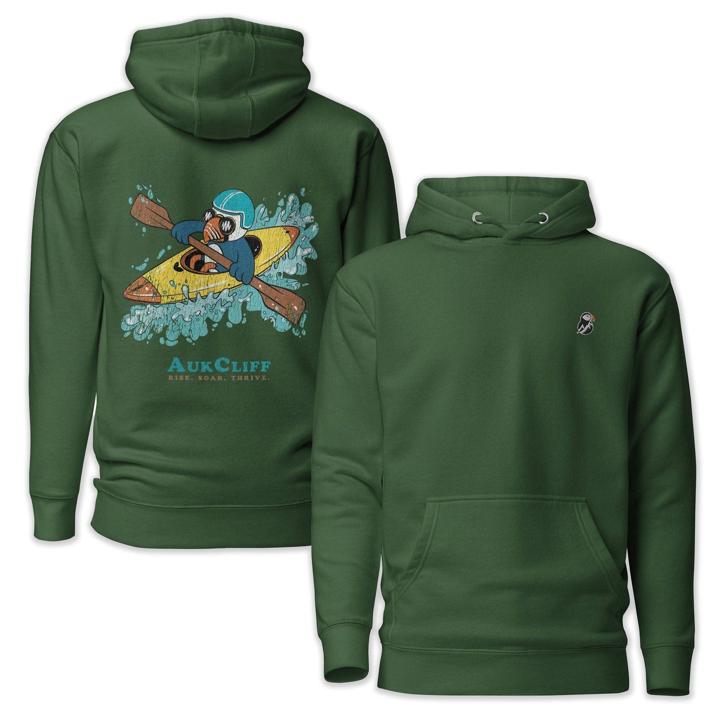 AukCliff Cotton Heritage Hoodie Forest Green / S Kayaking Puffin Hoodie