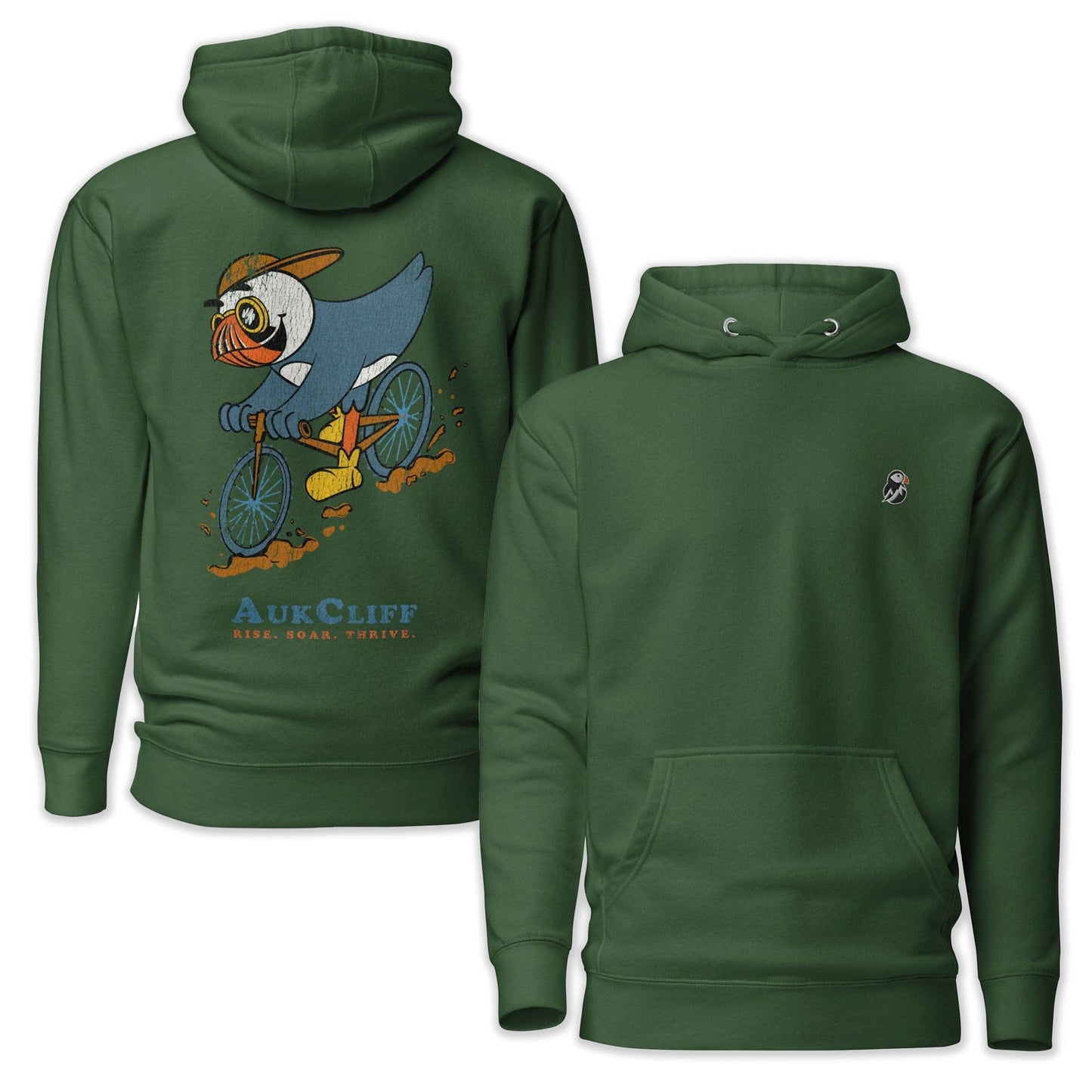 AukCliff Cotton Heritage Hoodie Forest Green / S Mountain Biker Puffin Hoodie