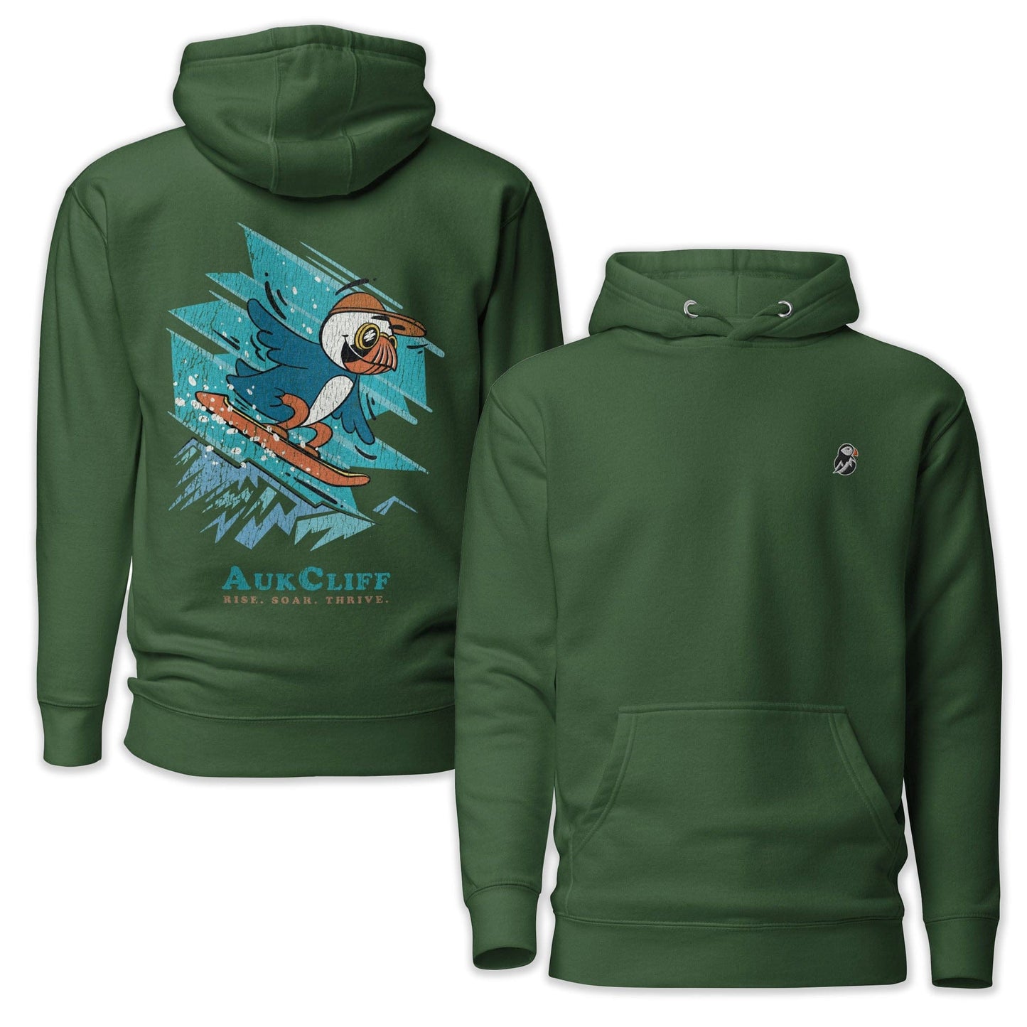 AukCliff Cotton Heritage Hoodie Forest Green / S Snowboard Puffin Hoodie