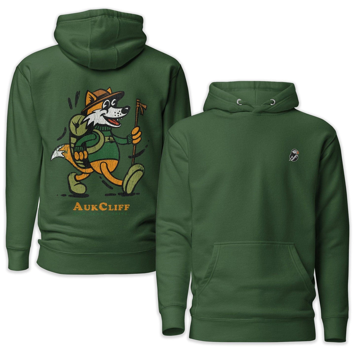 AukCliff Cotton Heritage Hoodie Forest Green / S Trailblazer Fox Back Print Hoodie