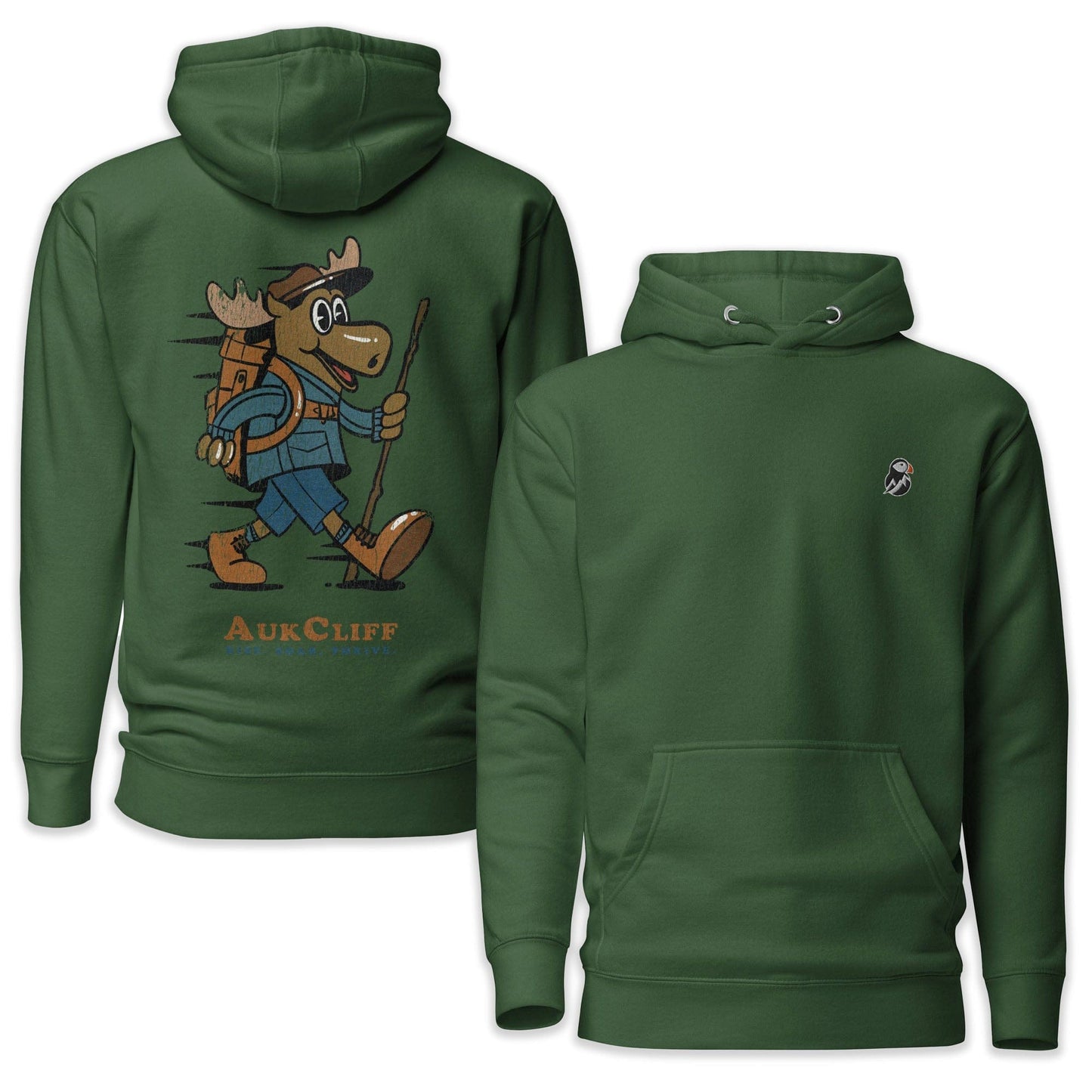 AukCliff Cotton Heritage Hoodie Forest Green / S Trailblazer Moose Back Print Hoodie