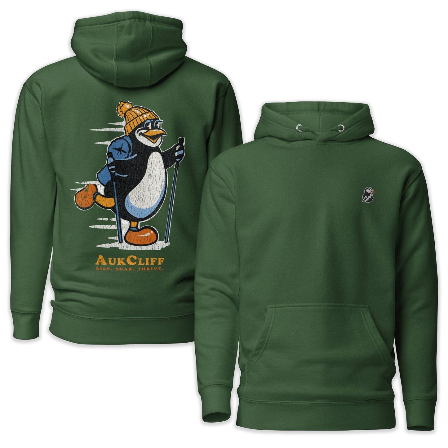 AukCliff Cotton Heritage Hoodie Forest Green / S Trailblazer Penguin Back Print Hoodie