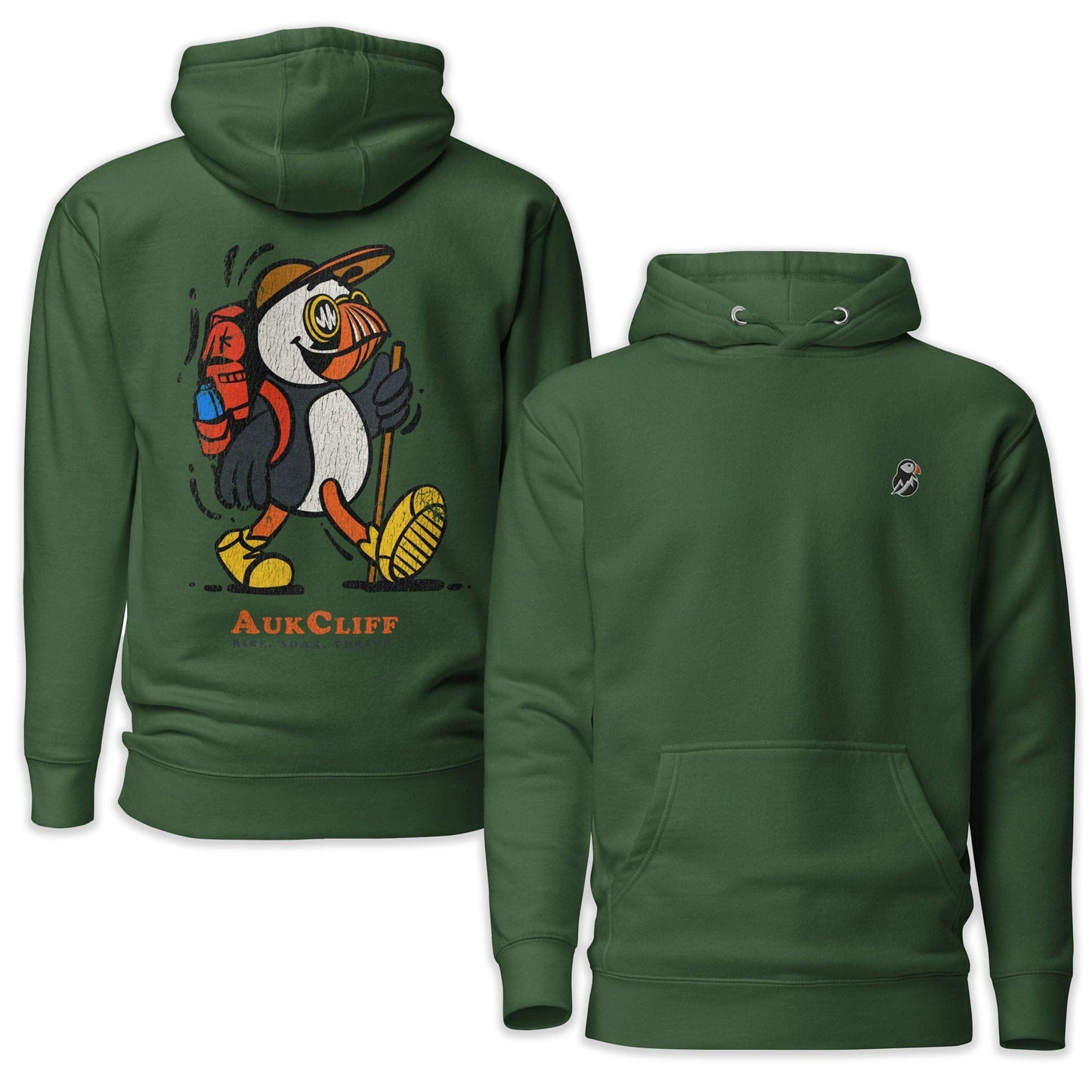 AukCliff Cotton Heritage Hoodie Forest Green / S Trailblazer Puffin Back Print Hoodie